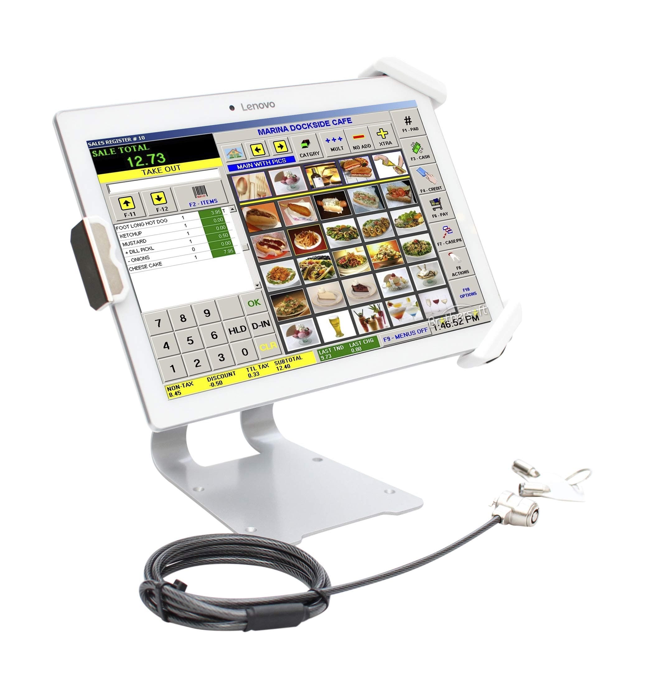 armourdog® secure tilt and swivel security mount/stand for 7.9" to 13" tablets in white. Compatible for most tablets but NOT the iPad 11" or iPad Pro 12.9 v3 camera will be covered