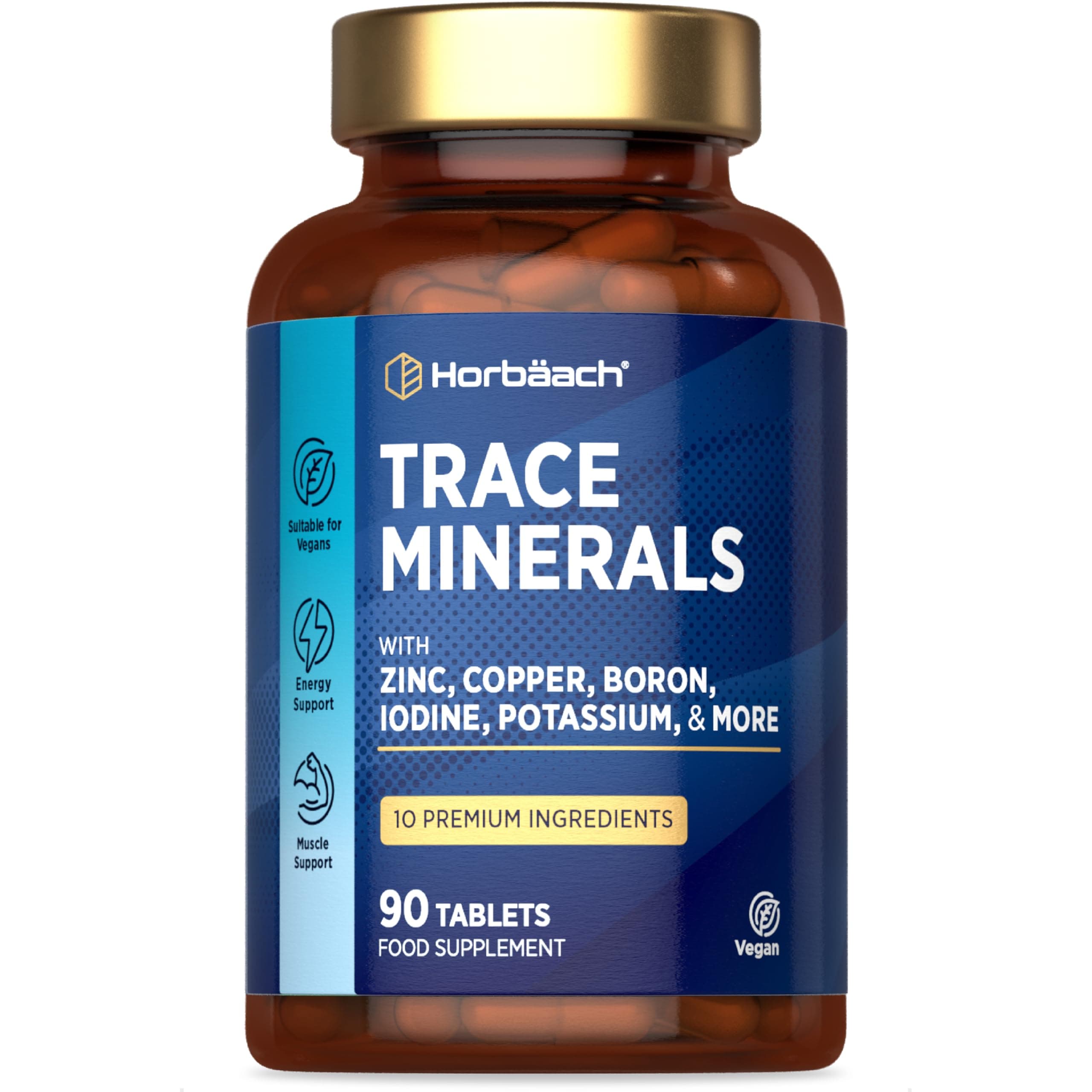 Trace Minerals Complex | 10 Premium Ingredients - Zinc, Iodine, Selenium, Boron, Potassium, Copper & More! | Multi-Mineral Supplement | 90 Vegan Capsules | by Horbaach