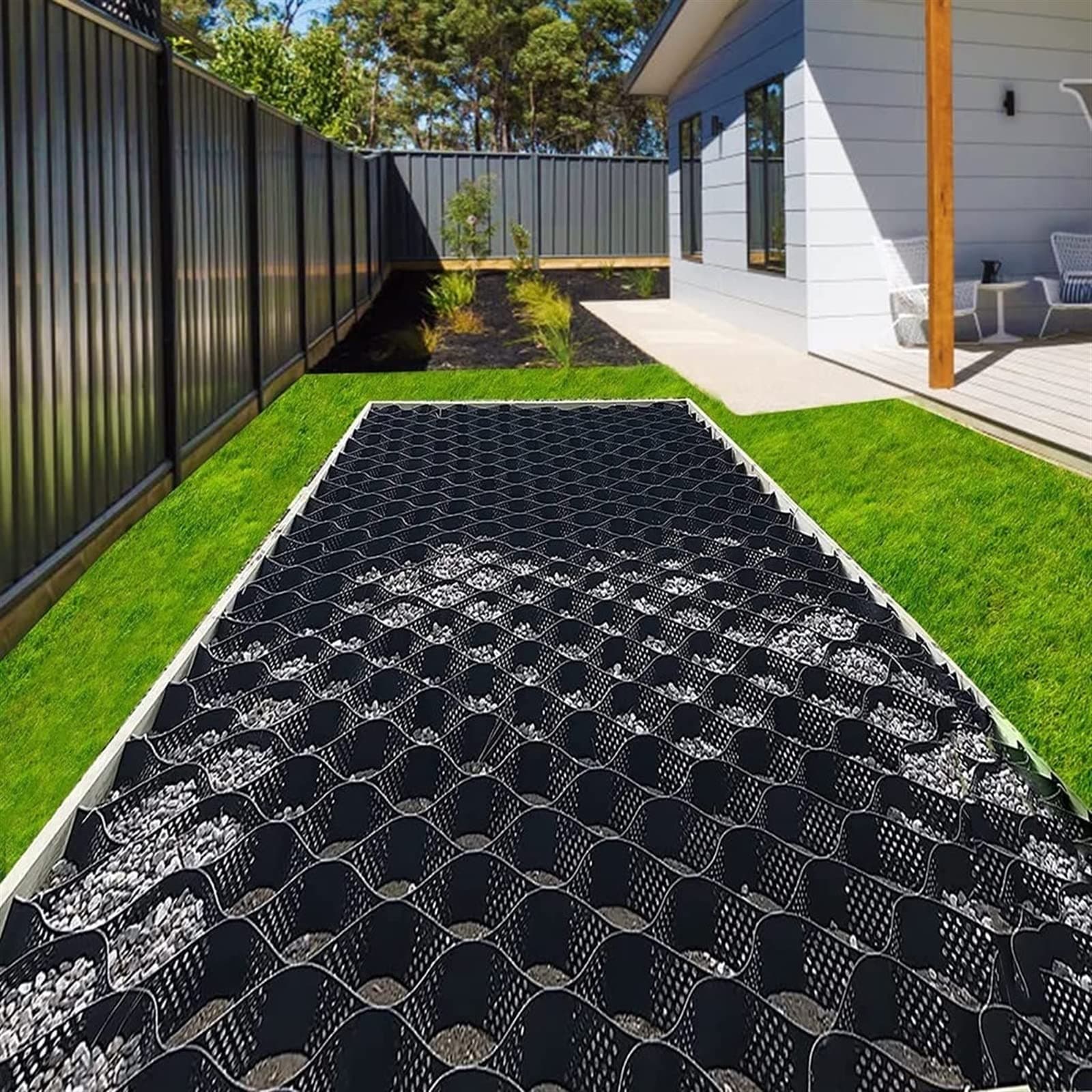 Geo Cell System Geocells Grid Paver For Pathways Horse Farm/On Top Of Concrete, Tree Root Protection/Erosion Control, Permeable Driveway Grid Pavers HDPE 5cm(7m x 7m (23ft x 23ft))