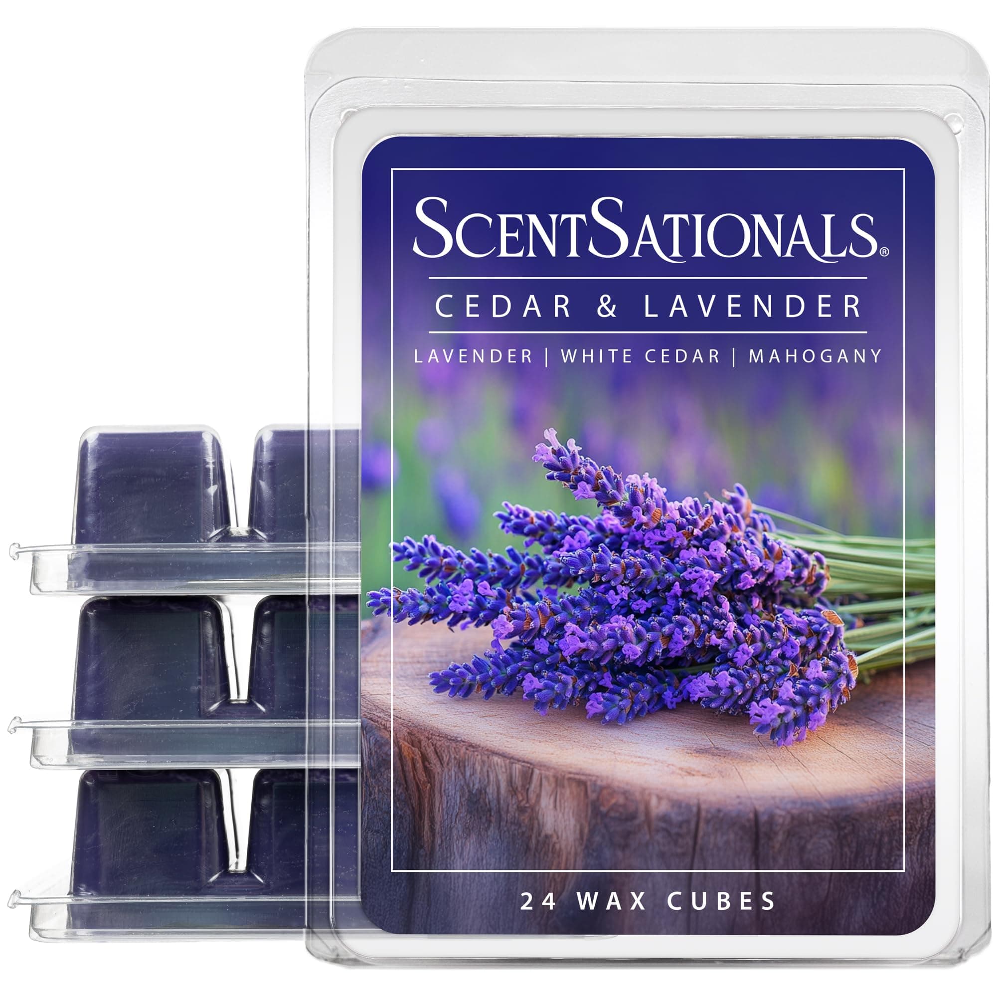 ScentsationalsWax Melts, Wax Cubes Strong Scent - Cedar and Lavender - Long Lasting Scented for Warmer, 10oz (24-Cubes)