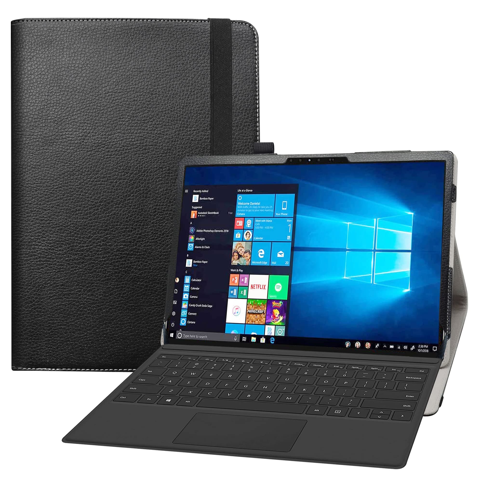 Bige for Latitude 7320 Detachable Case,PU Leather Folio 2-Folding Stand Cover for 13" Dell Latitude 7000 7320 Detachable 13 2-in-1 (2021) Tablet (Not fit Other Dell Laptop),Black