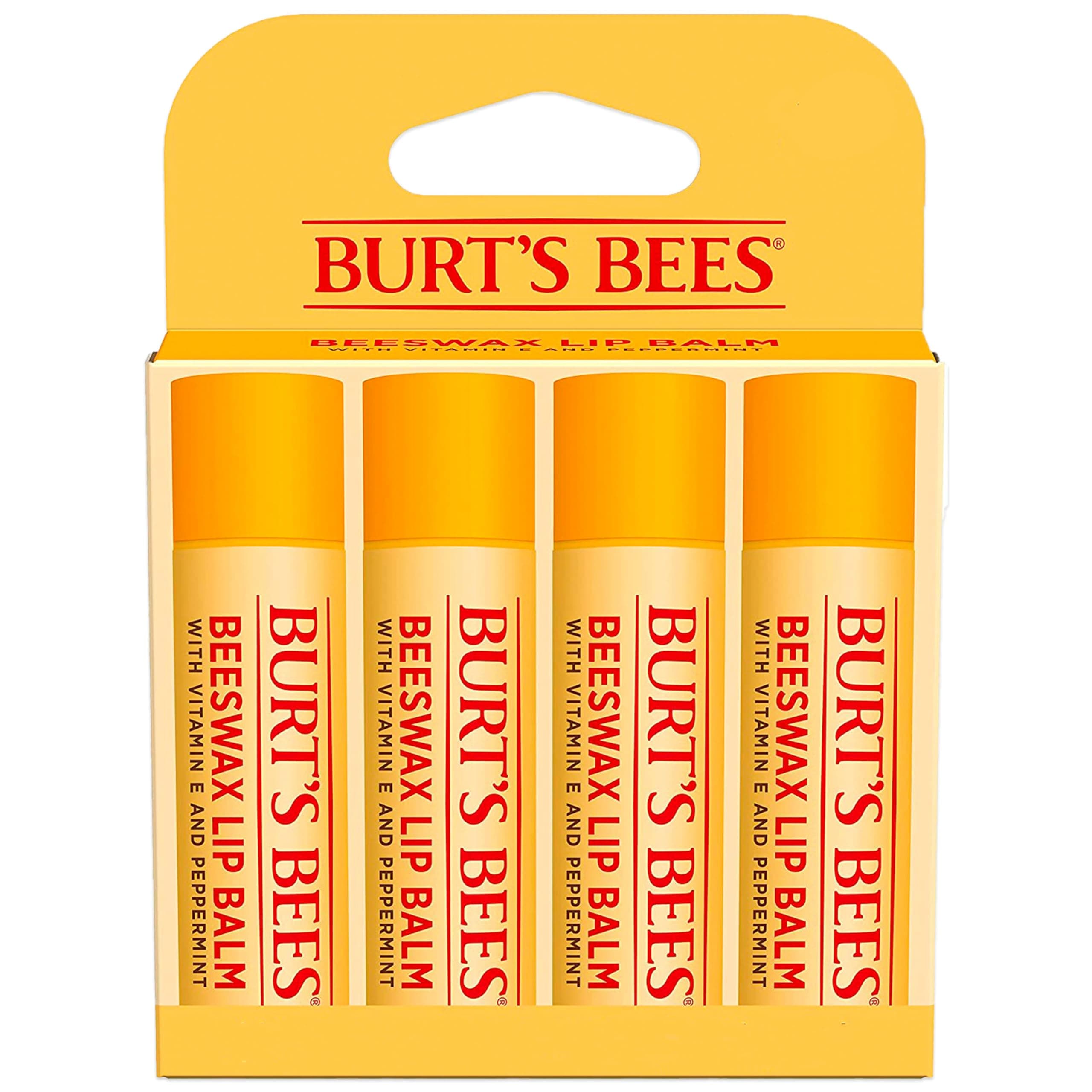 Lip Balm - Original Beeswax, Lip Moisturizer With Responsibly Sourced Beeswax, Tint-Free, Natural Origin Conditioning Treatment, 4 Tubes, 0.15 oz.