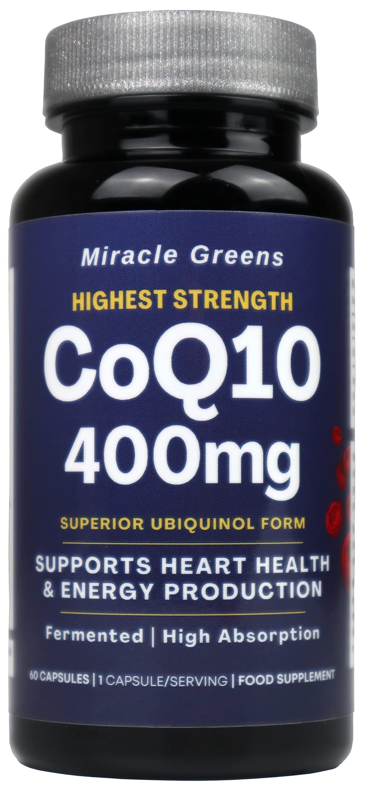 CoQ10 400mg - Highest Strength Ubiquinol Co Enzyme Q10 | Powerful Antioxidant for Heart and Vascular Health, Essential for Energy Production | 60 Capsules - 2 Month Supply | Made in The UK
