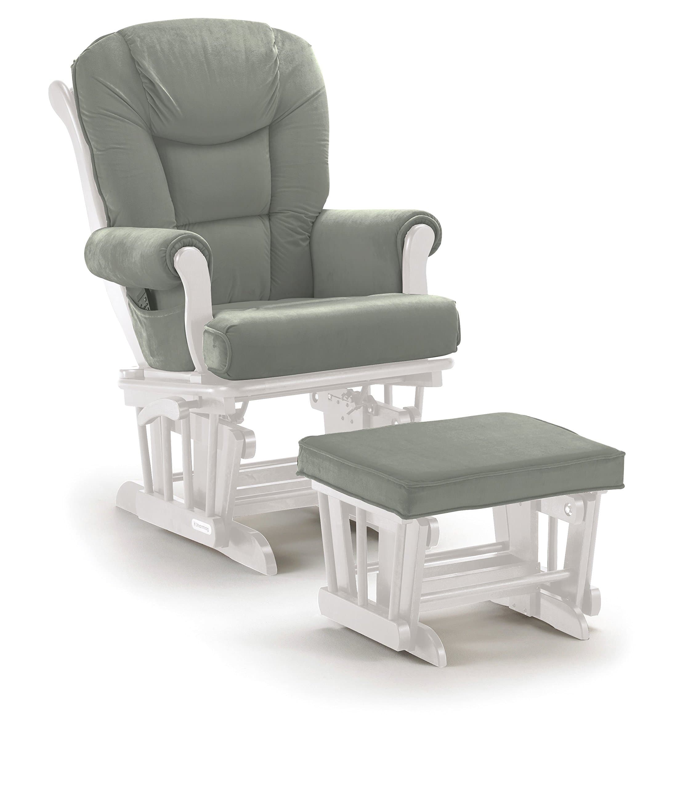 Lennox Multiposition-Lock Glider Chair and Ottoman Combo, White with Grey