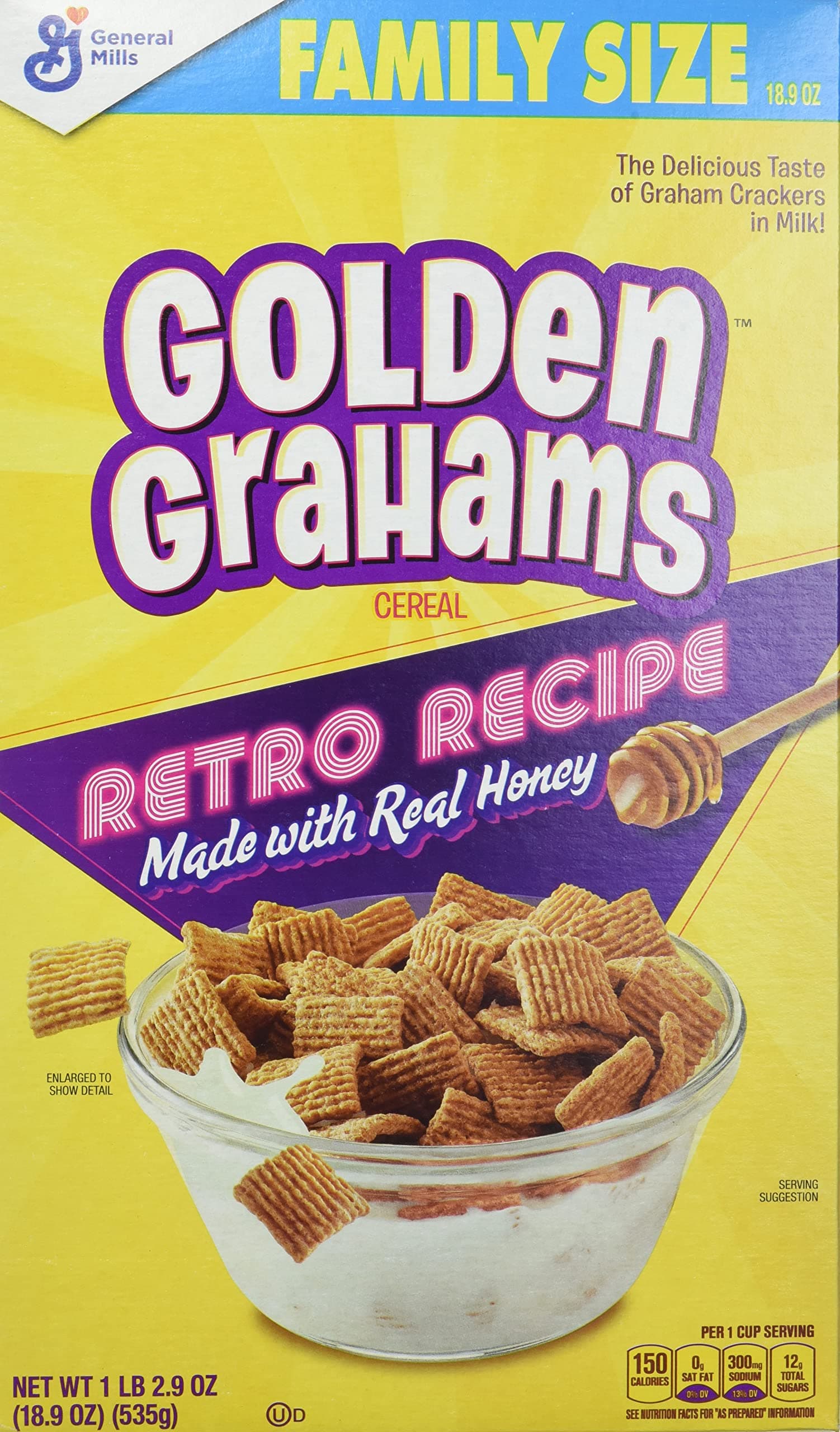 Golden GrahamsBreakfast Cereal, Graham Cracker Taste, Whole Grain, 18.9 oz (Pack of 10)