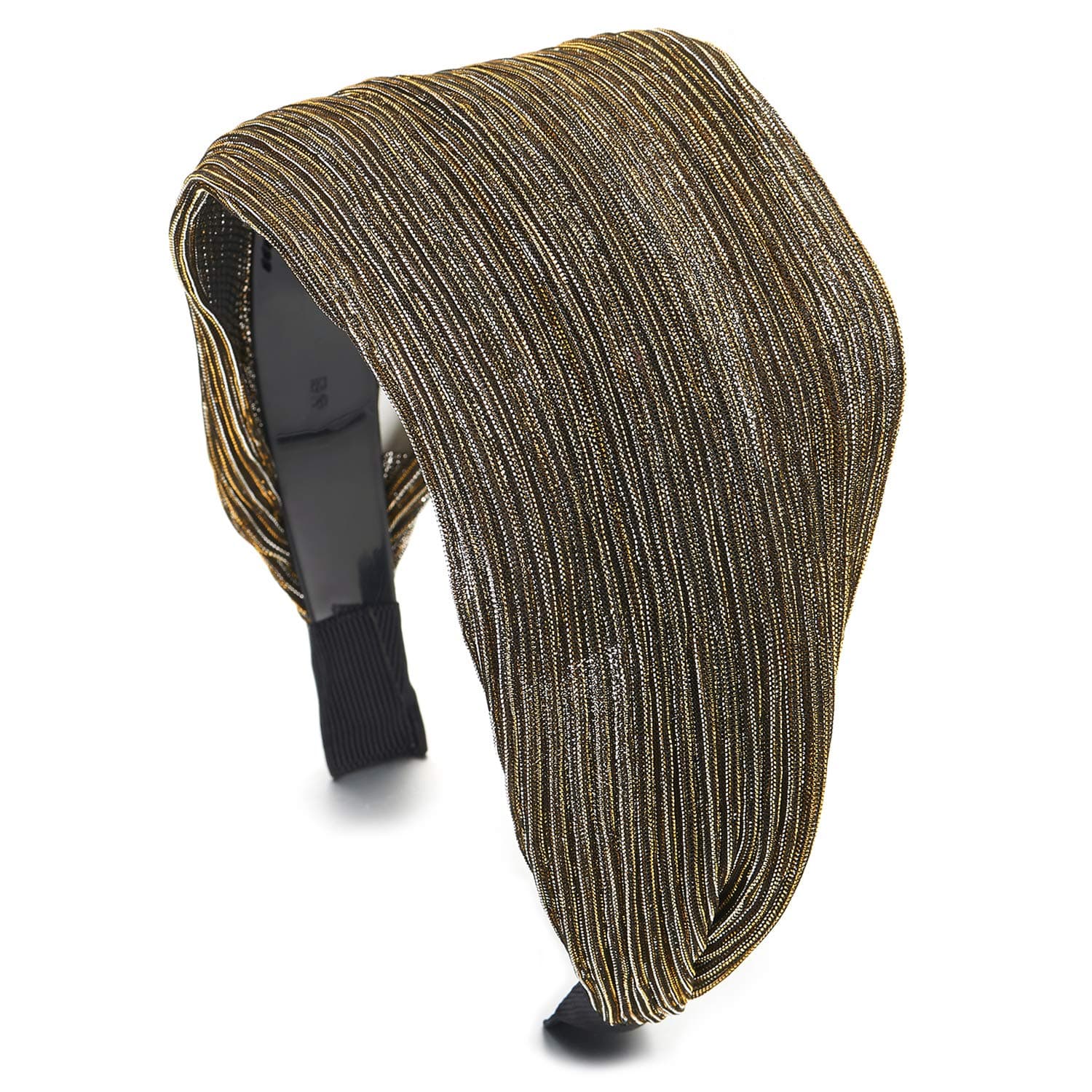 COOLSTEELANDBEYOND Elegant Classic Broadside Wide Silver Gold Black Glossy Stripes Lace Headband Hair Hoop Hairband
