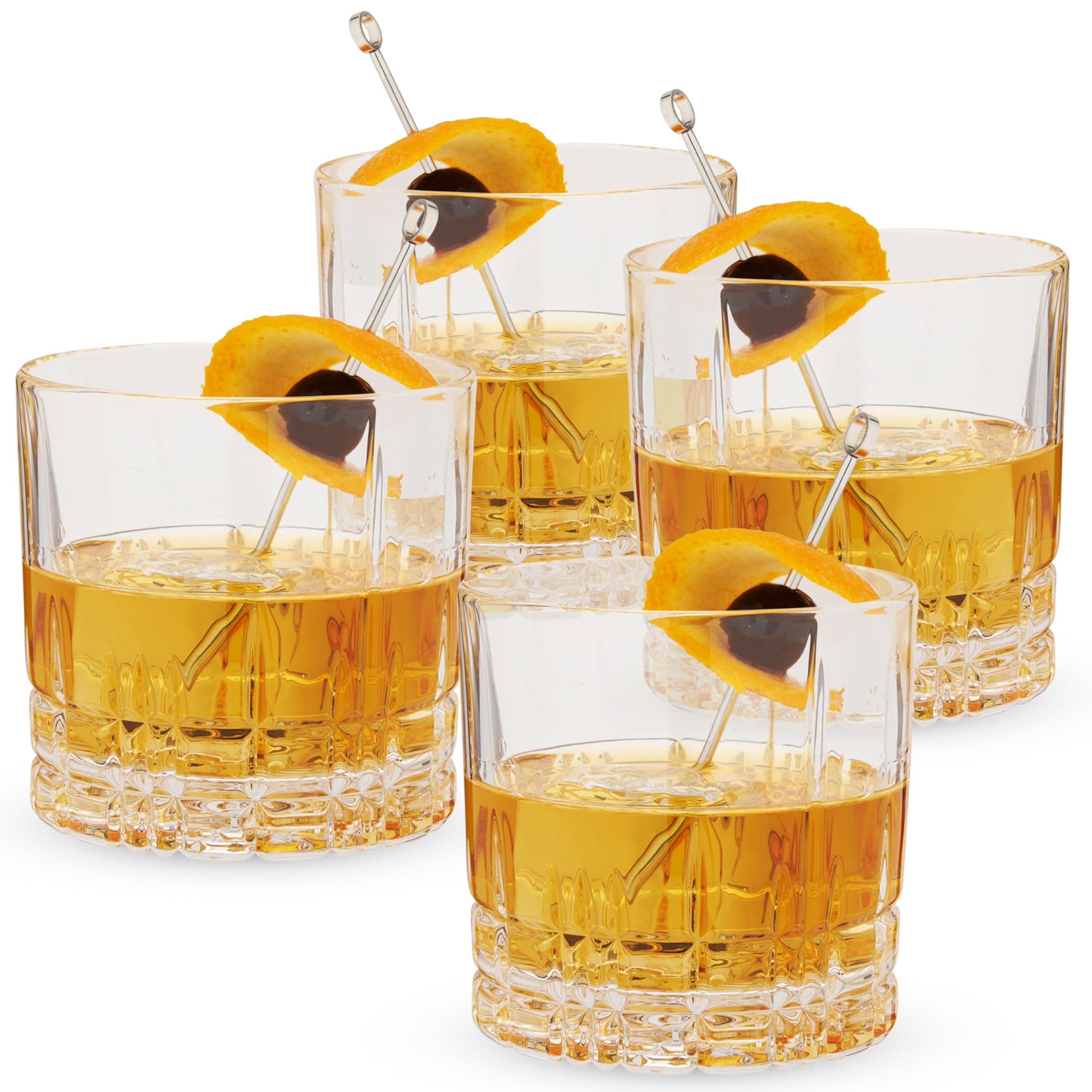 Perfect Serve Single Old Fashioned Glass Set of 4 - Lowball Cocktail Glasses, European-Made Crystal, Dishwasher Safe, Professional Quality Cocktail Glass Gift Set - 9.5 oz
