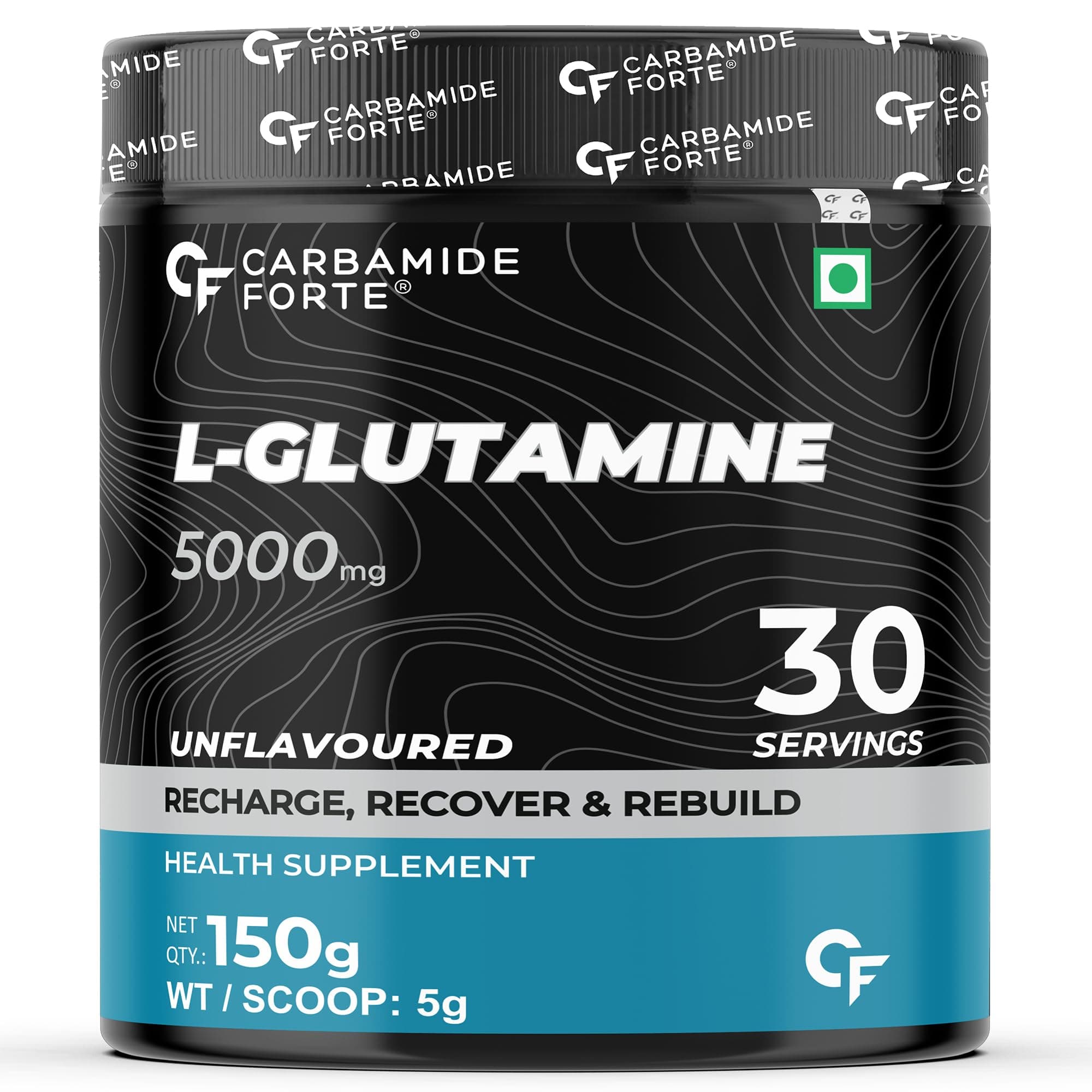 Carbamide Forte L Glutamine Powder 5000mg | L Glutamine Supplement for Men & Women - Unflavoured - 30 SERVINGS - 150g
