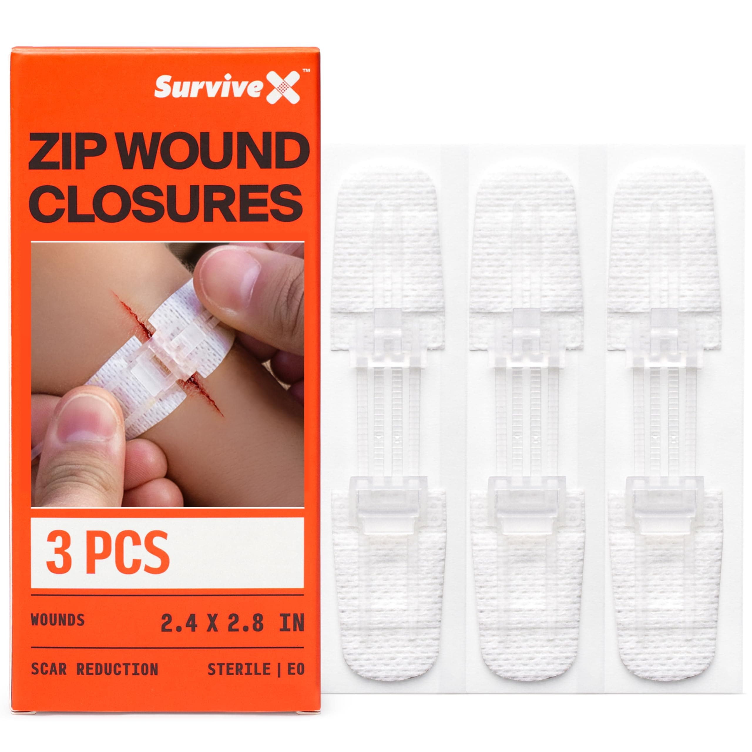 Zip Stitch Wound Closure Strips - First aid Kit - Repair Wounds Without Stitches - Zipstitch Sutures - Laceration Closures - 3 PCS