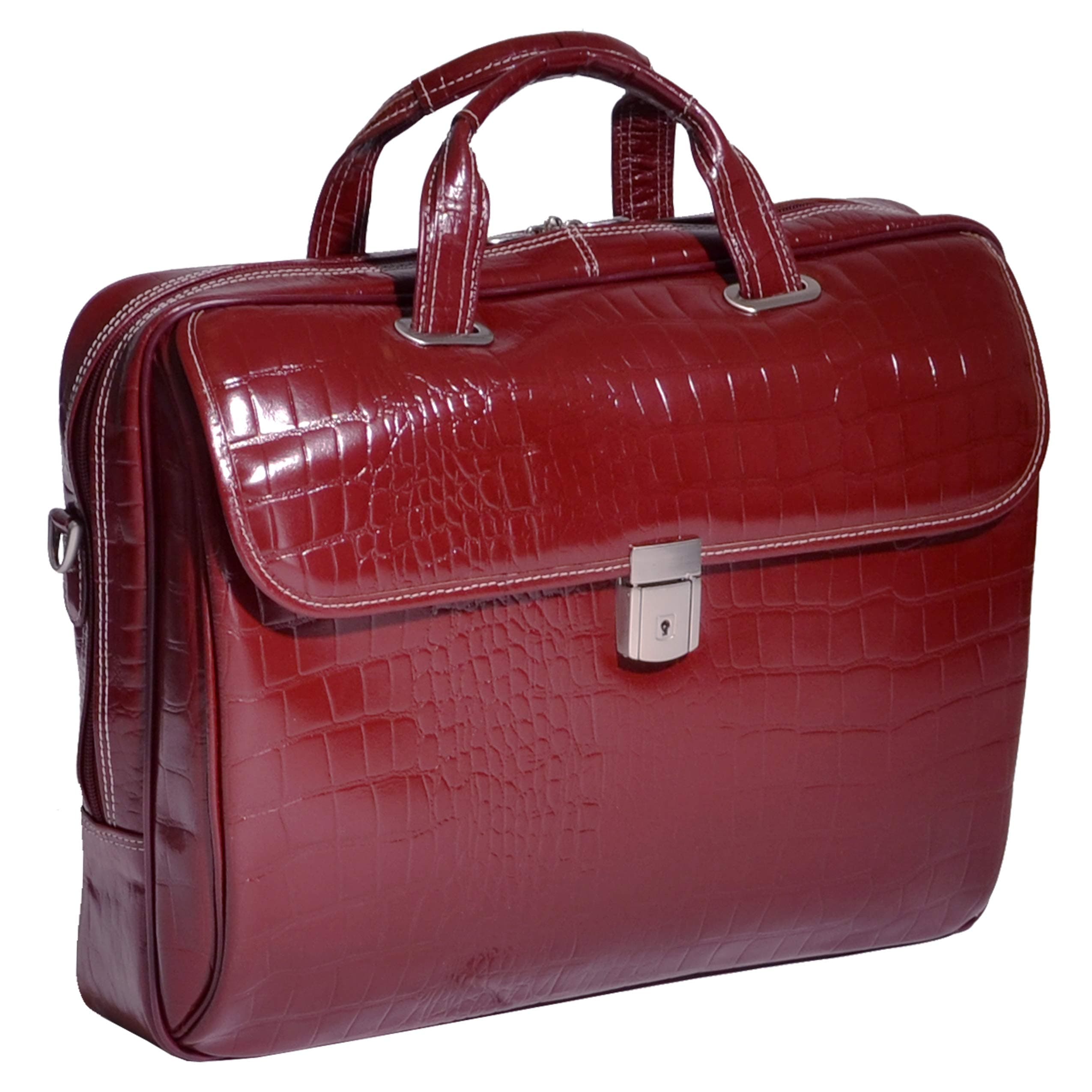 Siamod IGNOTO Leather Large Ladies' 17" Business Bag Laptop Briefcase in Red
