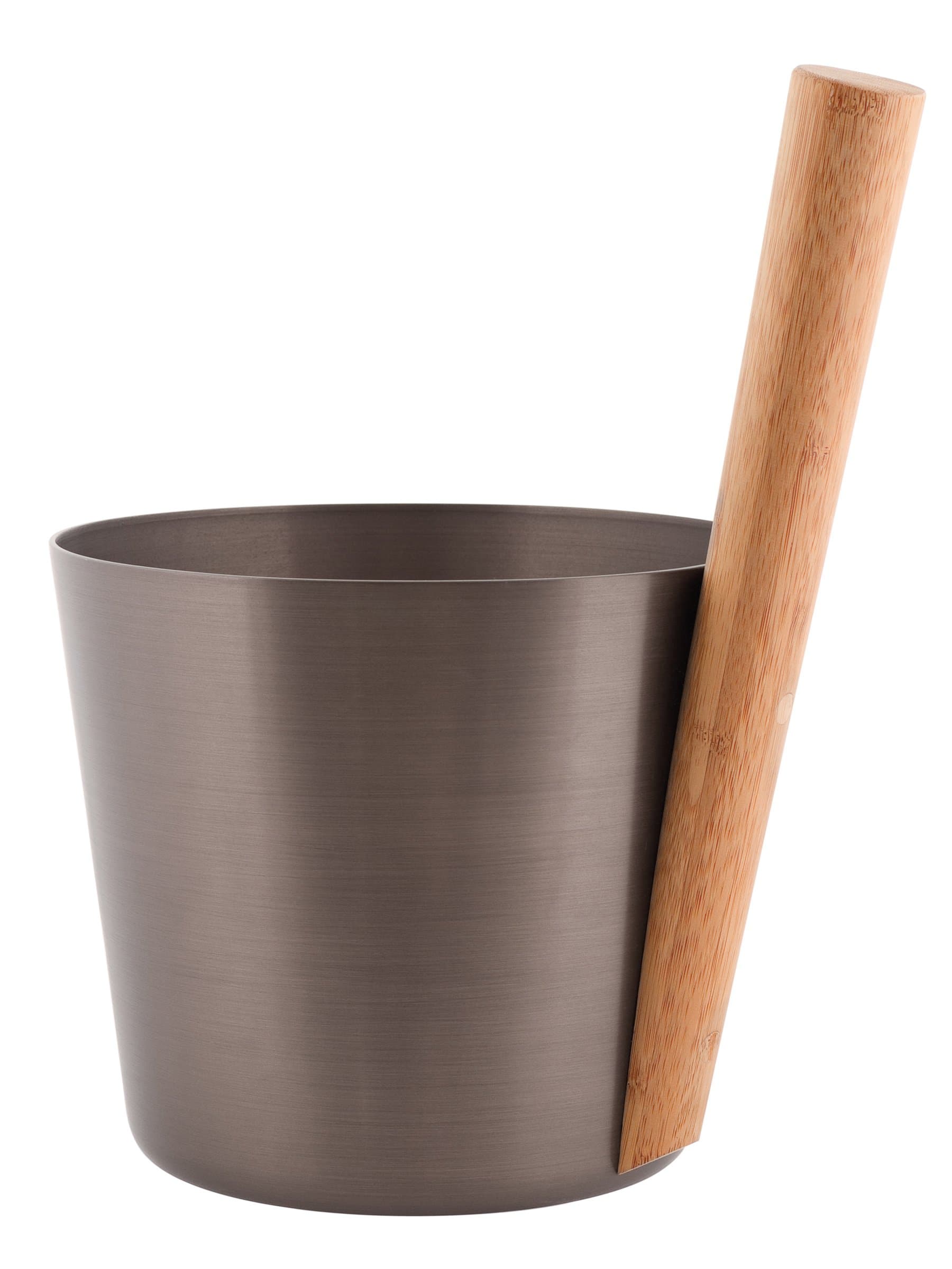 Rento Designer Sauna Bucket Aluminium Tar Brown 5 Litres with Bamboo Handle