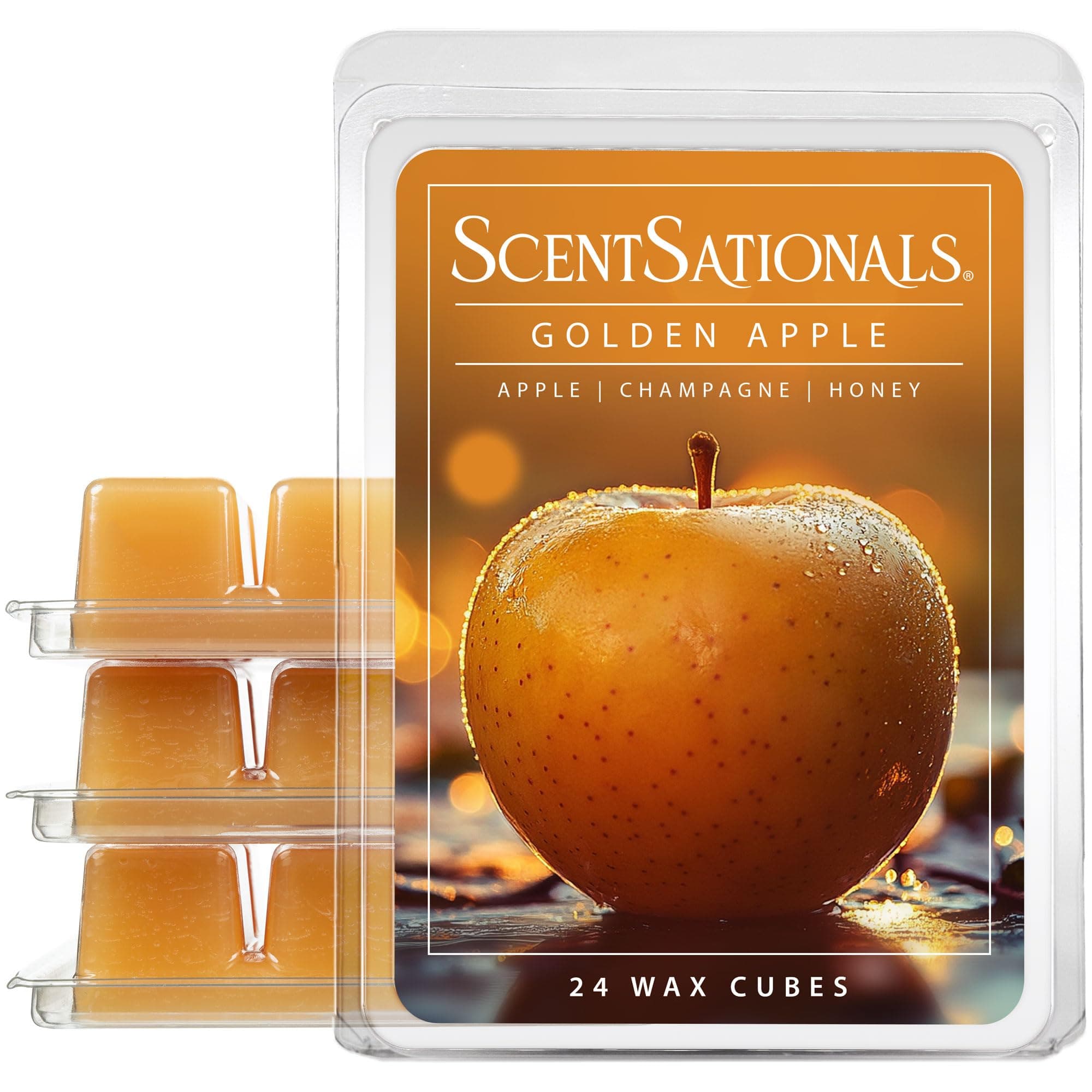 Scentsationals Scented Wax Fragrance Melts - Golden Apple - Wax Cubes Pack, Home Warmer Tart, Electric Wickless Candle Bar Air Freshener, Spa Aroma Decor Gift - 2.5 oz (4-Pack)