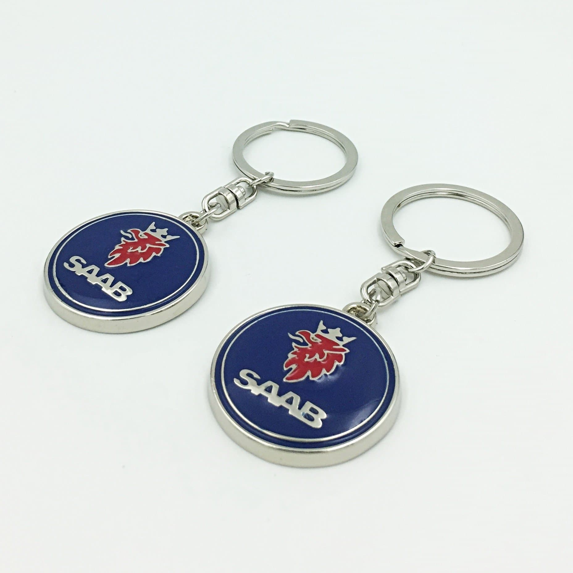 2-Pack SAAB Emblem Logo Key Chain with Split Ring for 900, 9000, 9-3, 9-5, 9-2x, 9-4x and 9-7x