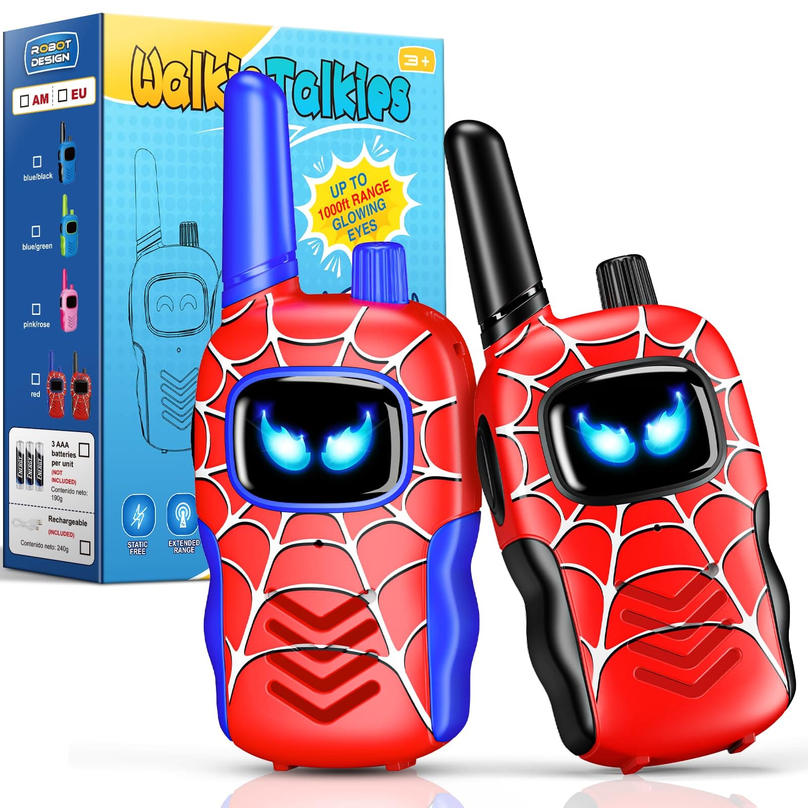 Spider Walkie Talkies Kids Toys for 3 4 5 6 Year Old Boys Girls Gifts for 3-12 Year Old Boy Girls Toy, Spider Toy Kids Birthday Presents Christmas Xmas Gifts Outdoor Toys for Camping Garden