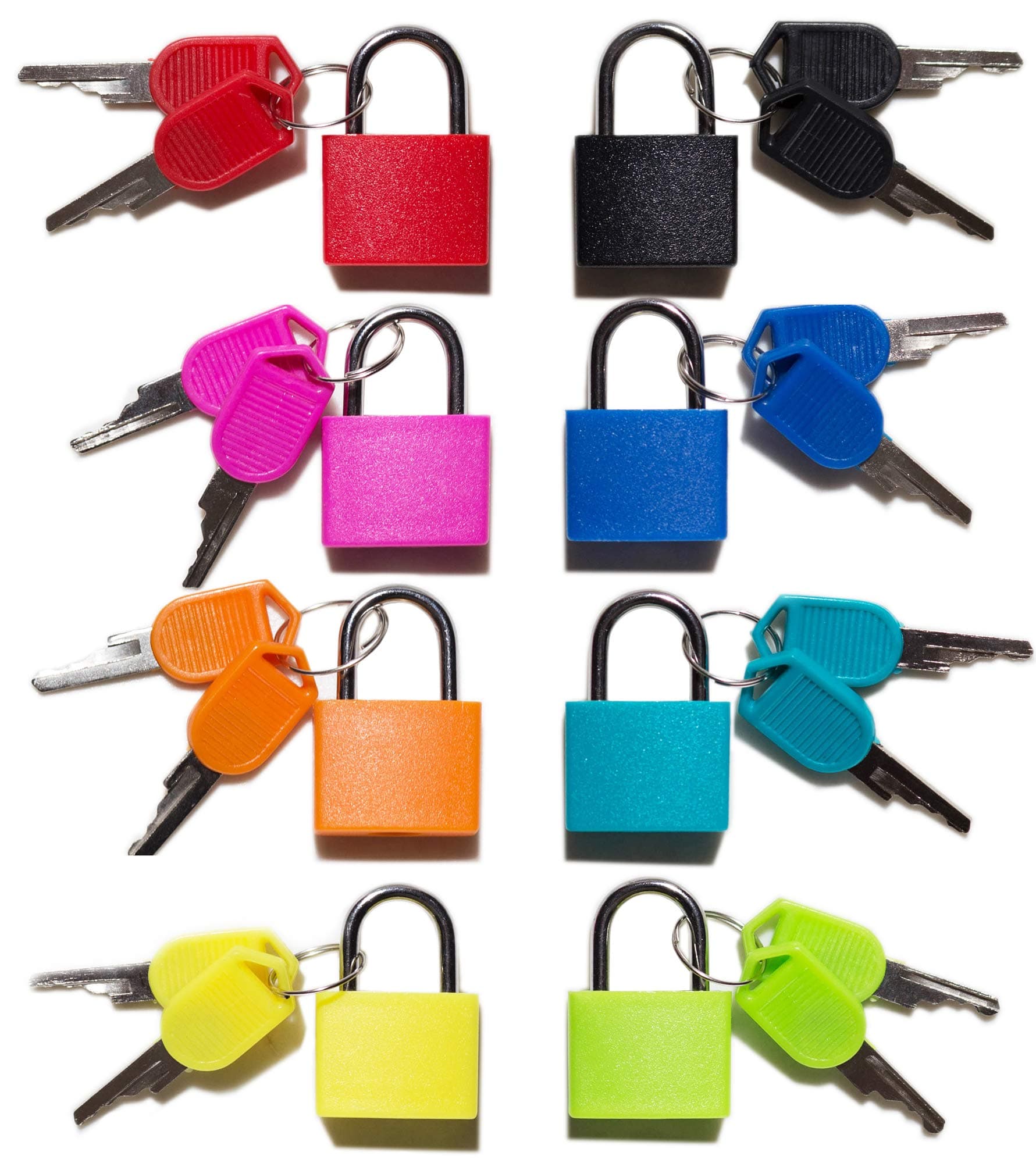 Padlock (8 Pack) Small With Key for Luggage, Backpack, Gym Locker, Suitcase, Classroom Matching Game and More - 8 Colors