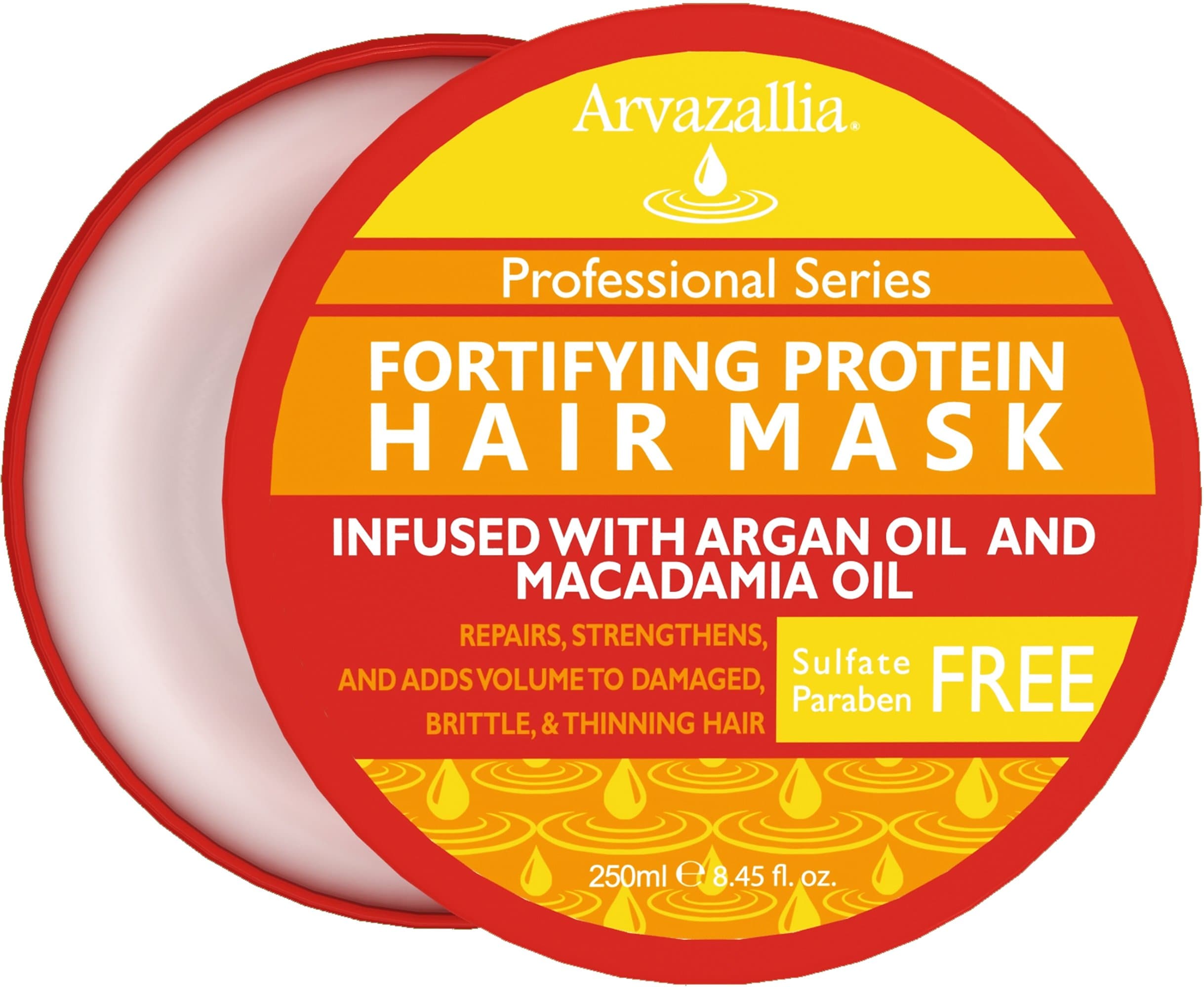 Fortifying Protein Hair Mask and Deep Conditioner with Argan Oil and Macadamia Oil - Hair Repair Treatment for Damaged, Brittle, or Thinning Hair - Promotes Natural Hair Growth