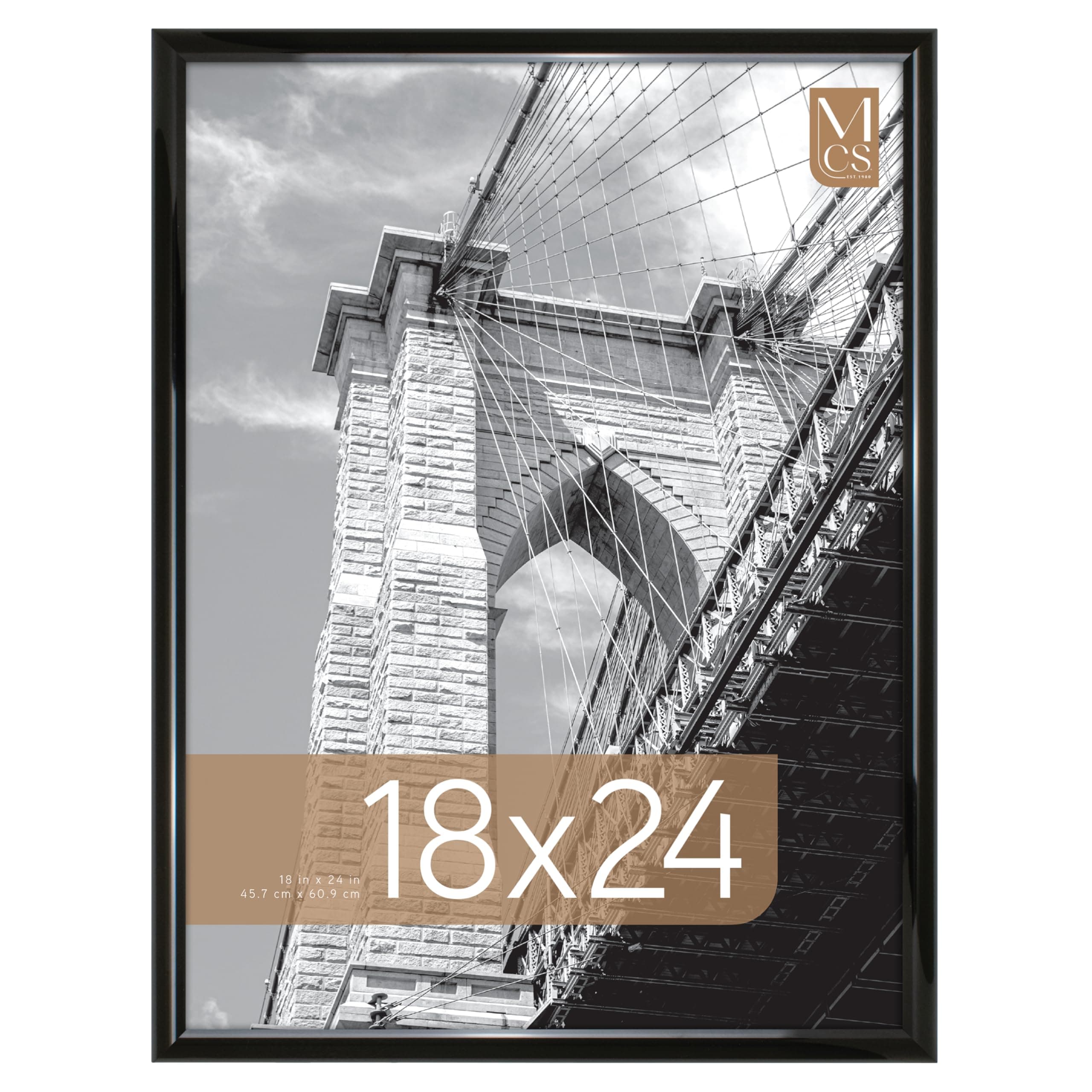 Trendsetter 18x24 Poster Frame Black High-Gloss, Vertical & Horizontal Wall Hanging Large Picture Frame for Photos, Posters & Art Prints (1-Pack)