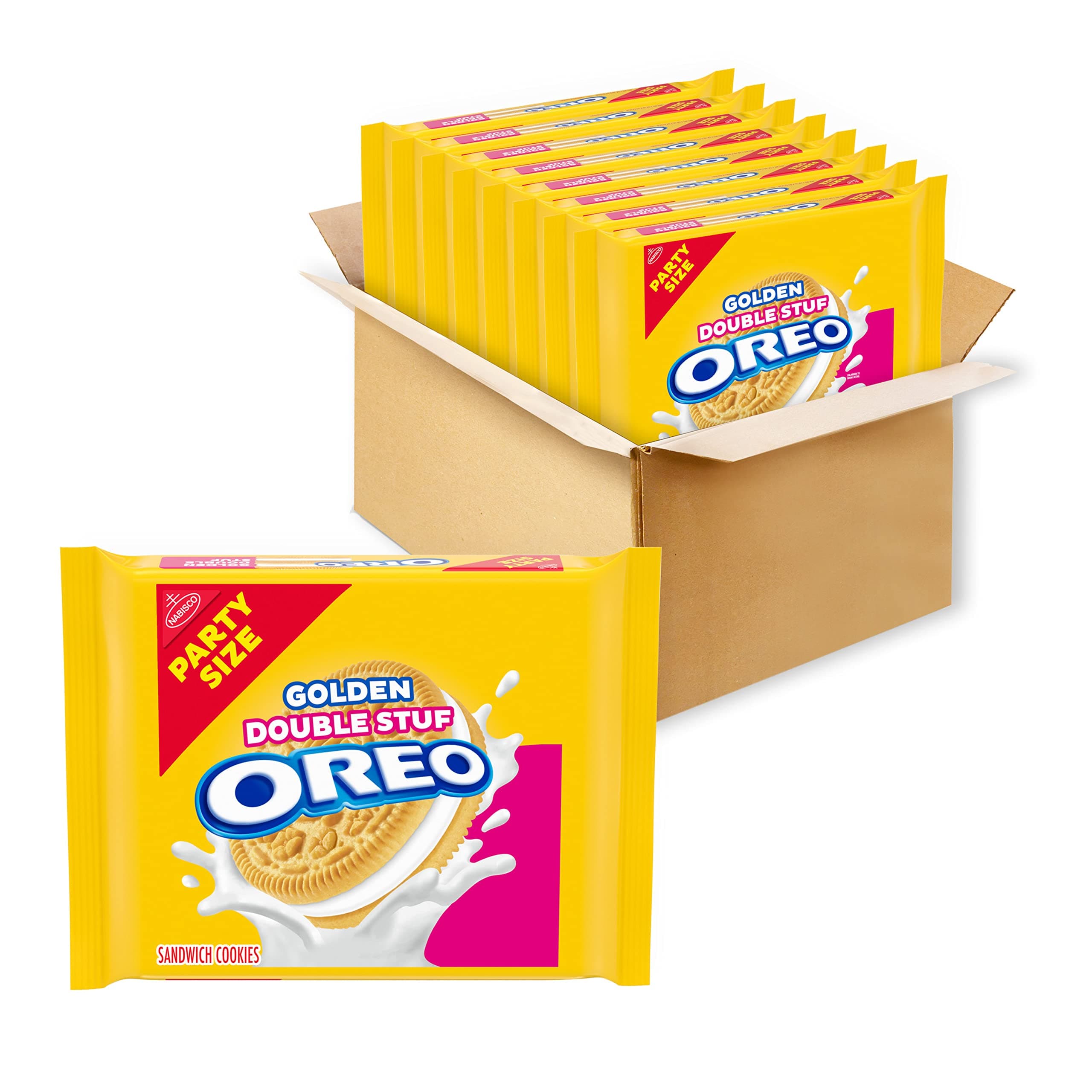 OREO Double Stuf Golden Sandwich Cookies, Party Size, 8-26.7 oz Packs