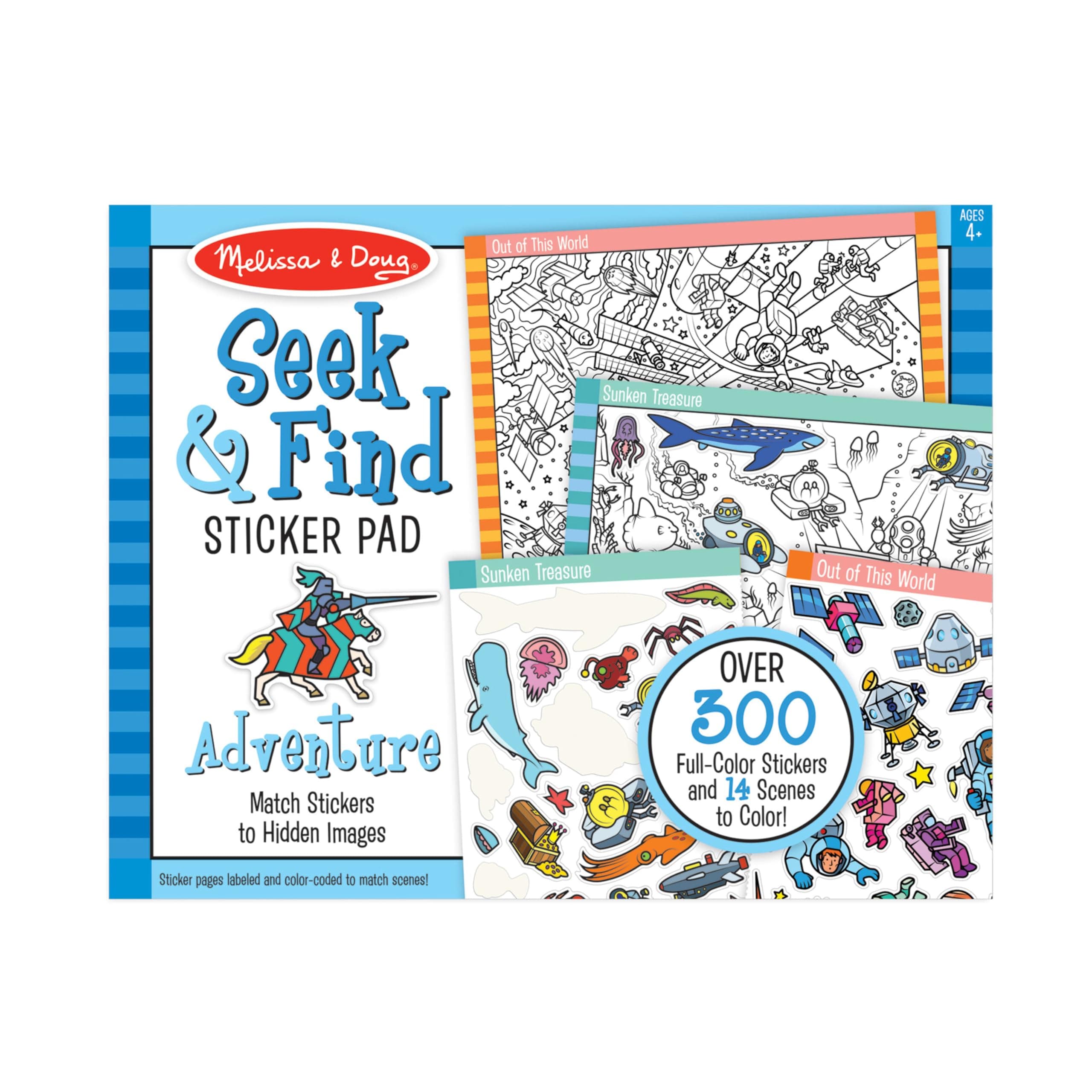 Seek & Find Sticker Pad - Adventure (400+ Stickers, 14 Scenes to Color), Multicolor
