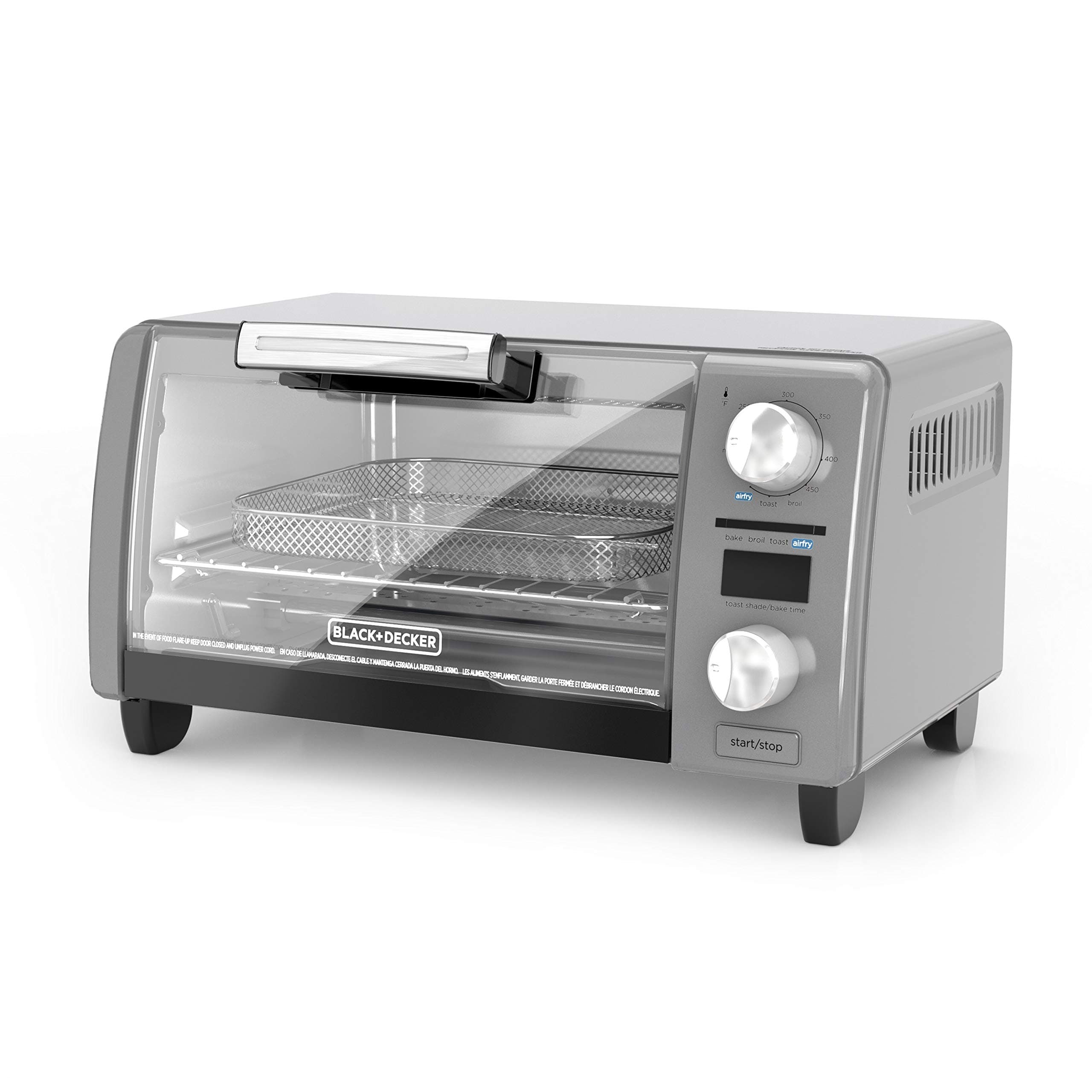 BLACK+DECKER Crisp N Bake Air Fry Digital 4-Slice Toaster Oven, Gray, TOD1775G