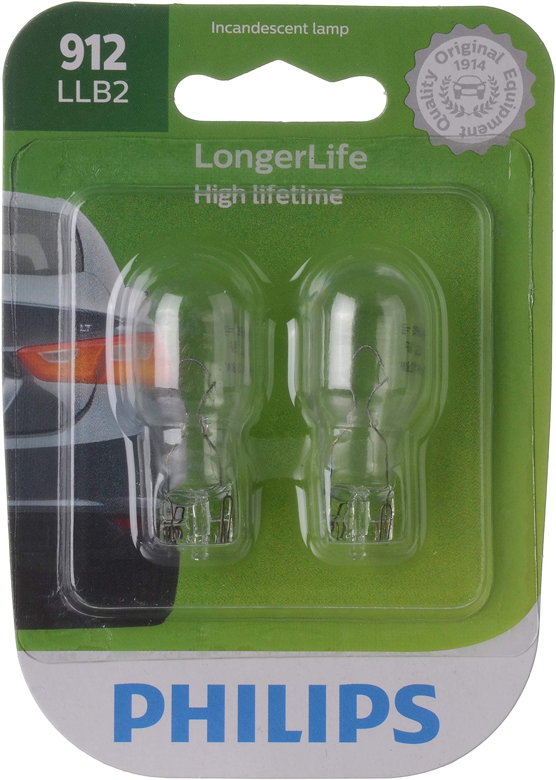 Philips automotive lighting 912LLB2 LongerLife Miniature Bulb, 2 Pack