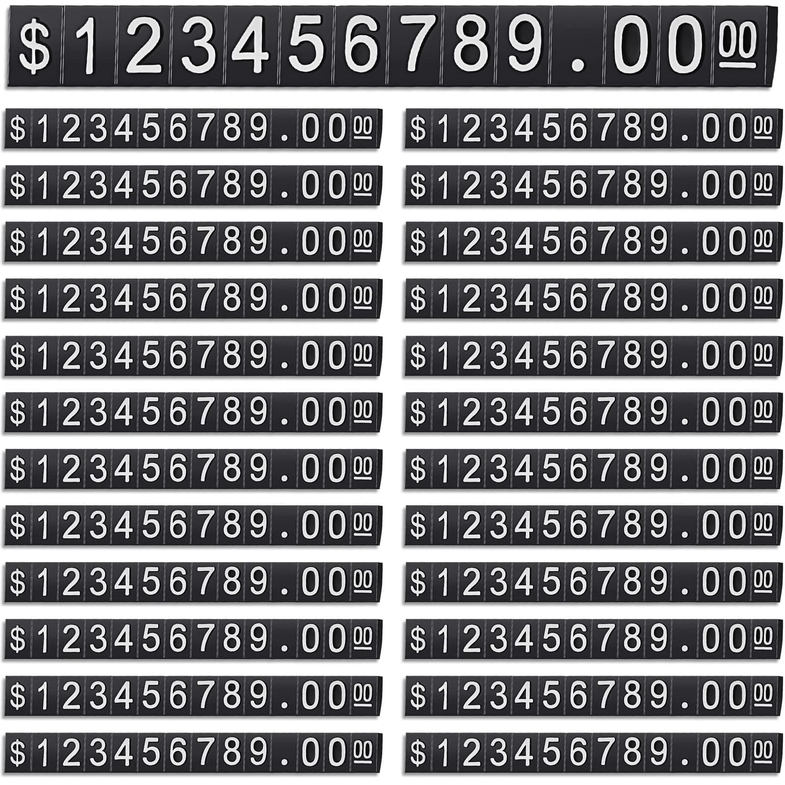 Vicenpal 100 Sets Price Display Cube Number Letter Price Tag Cube Blocks Adjustable Counter Stand Label for Retail, Jewelry, and Shop Pricing(Black with White)