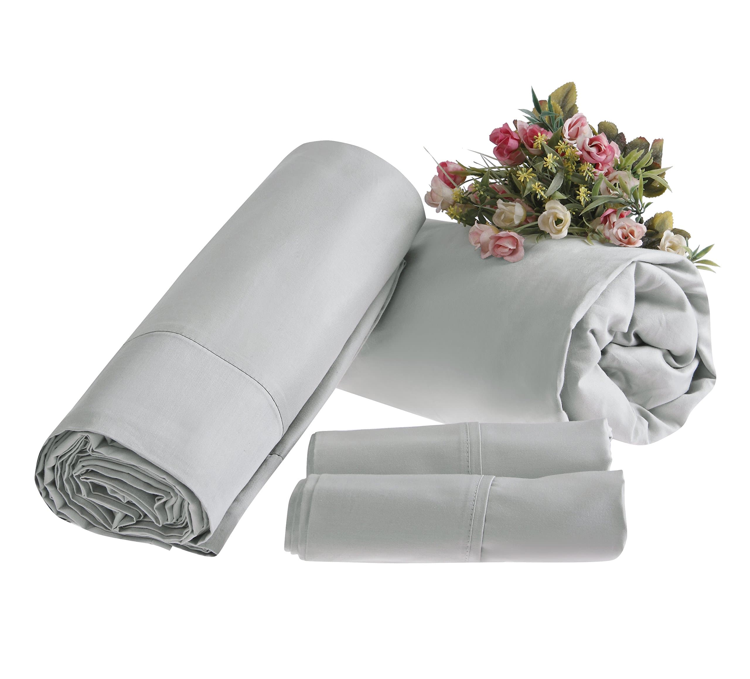 STEFFANI 400 Thread Count Sheet Set 100% Egyptian Cotton Sheets,Long Staple Cotton,Sateen,Hotel Collection,Luxury, Soft Sheets & Pillowcases -Cal King (Light Gray)