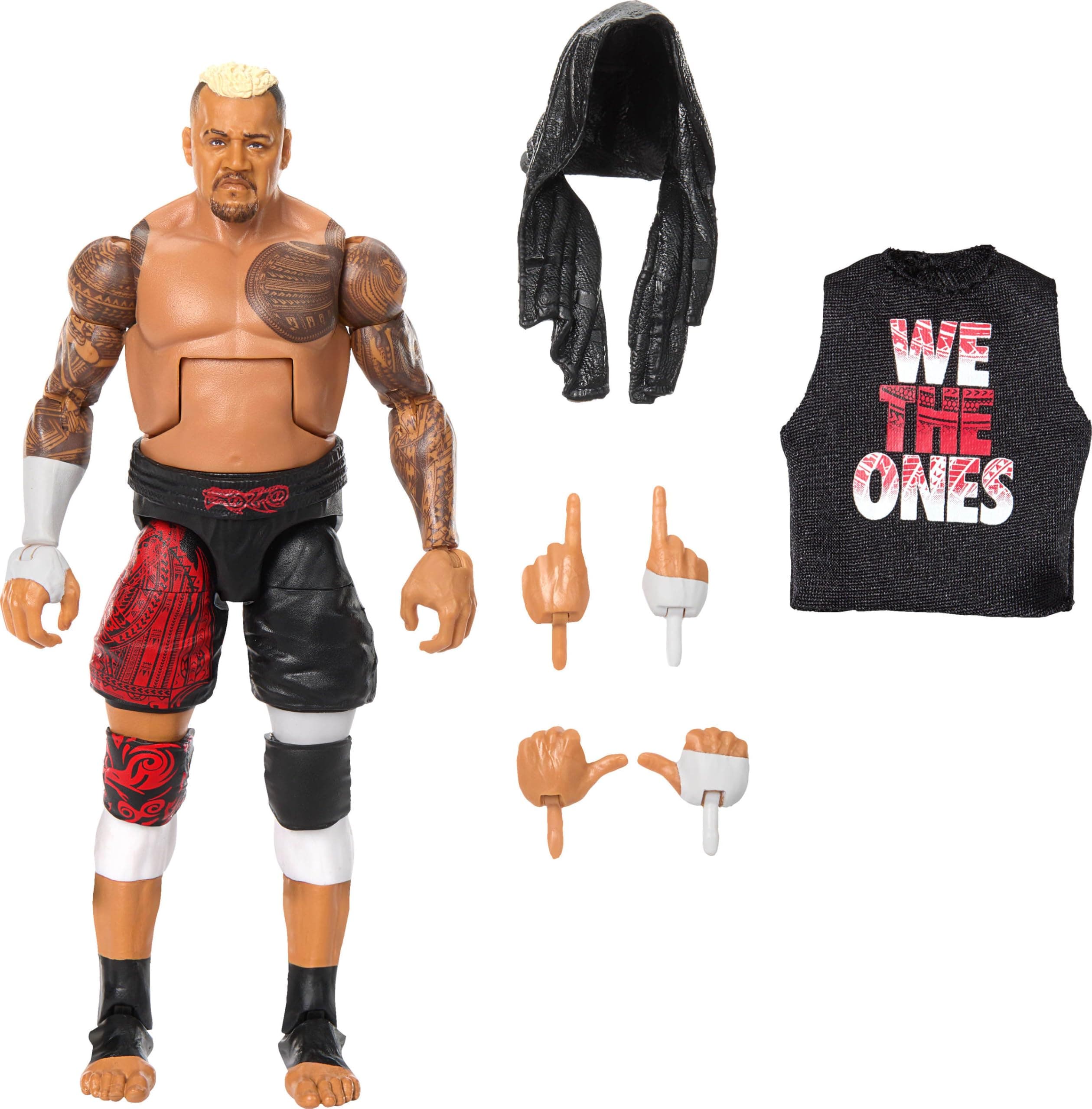 Mattel WWE Top Picks Elite Action Figure & Accessories Set, Solo Sikoa 6-inch Collectible with Swappable Hands, Ring Gear & 25 Articulation Points