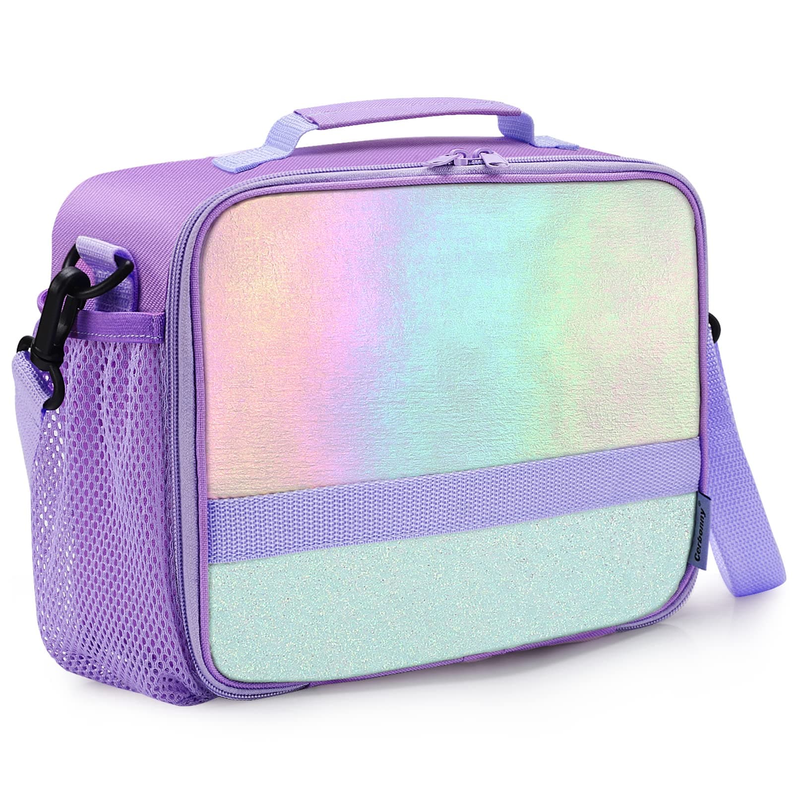 Kids Lunch Box, Crystal Purple, Insulated, Durable, Adjustable Shoulder Strap, Keeps Food Warm, Ideal for School and Travel