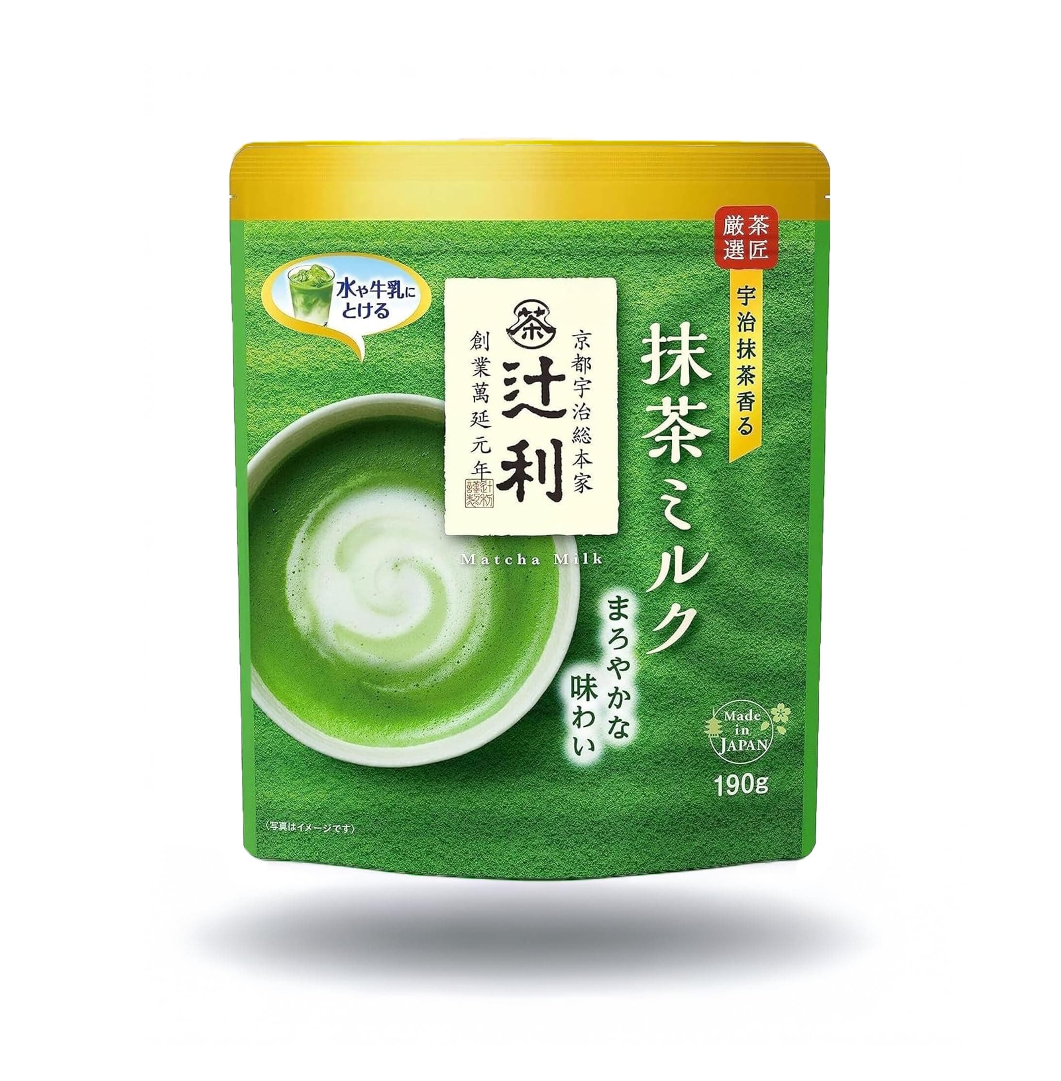 Tsujiri Matcha Milk Uji Mild Latte, 190g Resealable Bag, Made in Kyoto, Japan