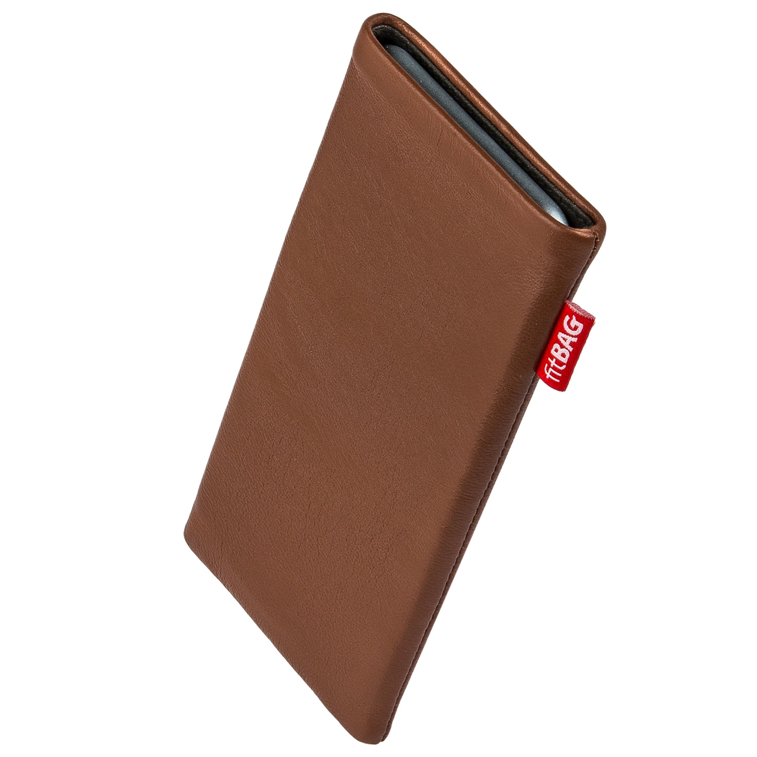 fitBAG Beat Brown Custom Tailored Sleeve for Nokia 6103. Fine Nappa Leather Pouch with Integrated Microfibre Lining for Display Cleaning