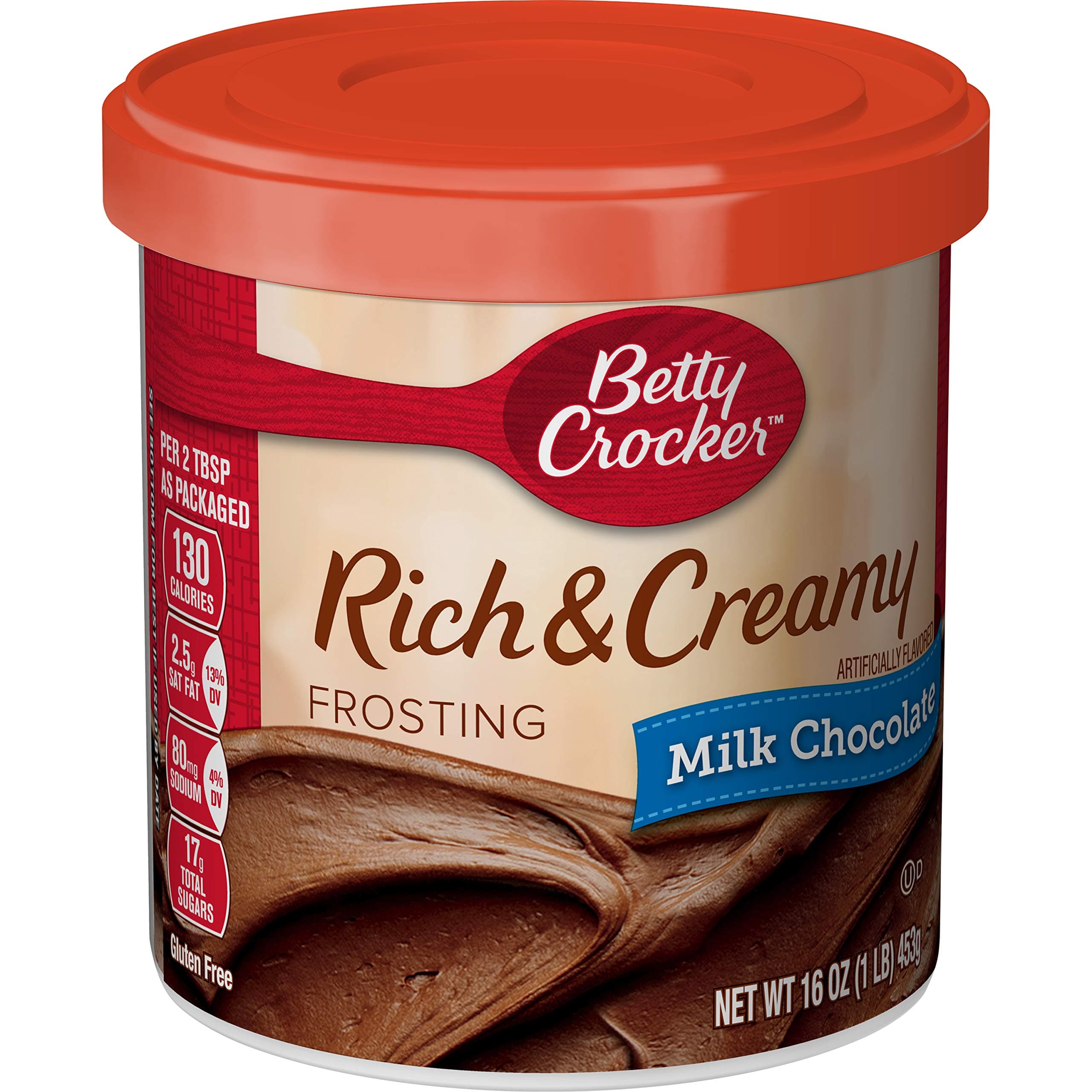 Betty Crocker Frosting, Rich & Creamy Gluten Free Frosting, Milk Chocolate, 16 oz Canister