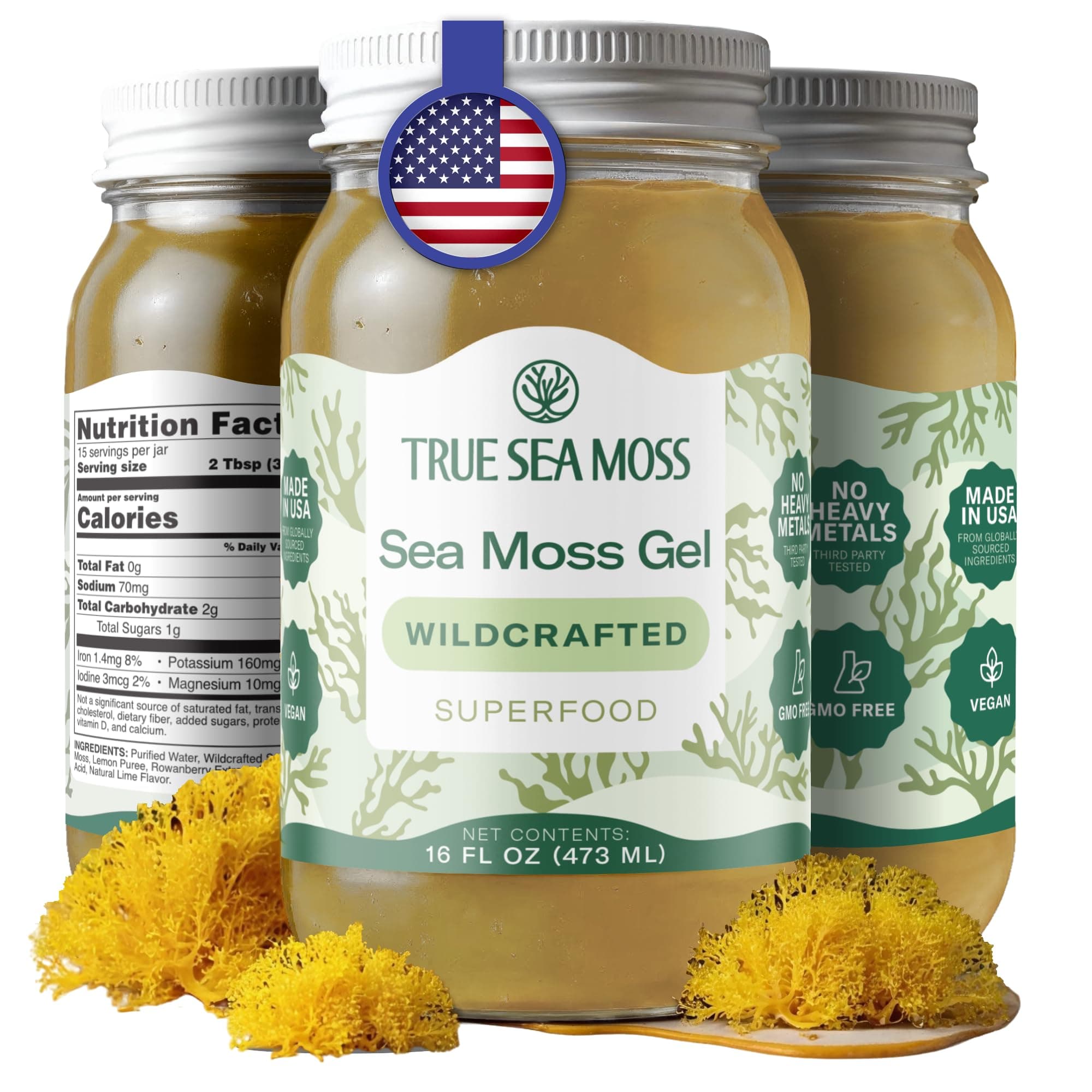 Sea Moss Gel – Made in USA – Wildcrafted Seamoss, Dried Seaweed & Sea Vegetables – Original, Pack of 1 (Labels may Vary)