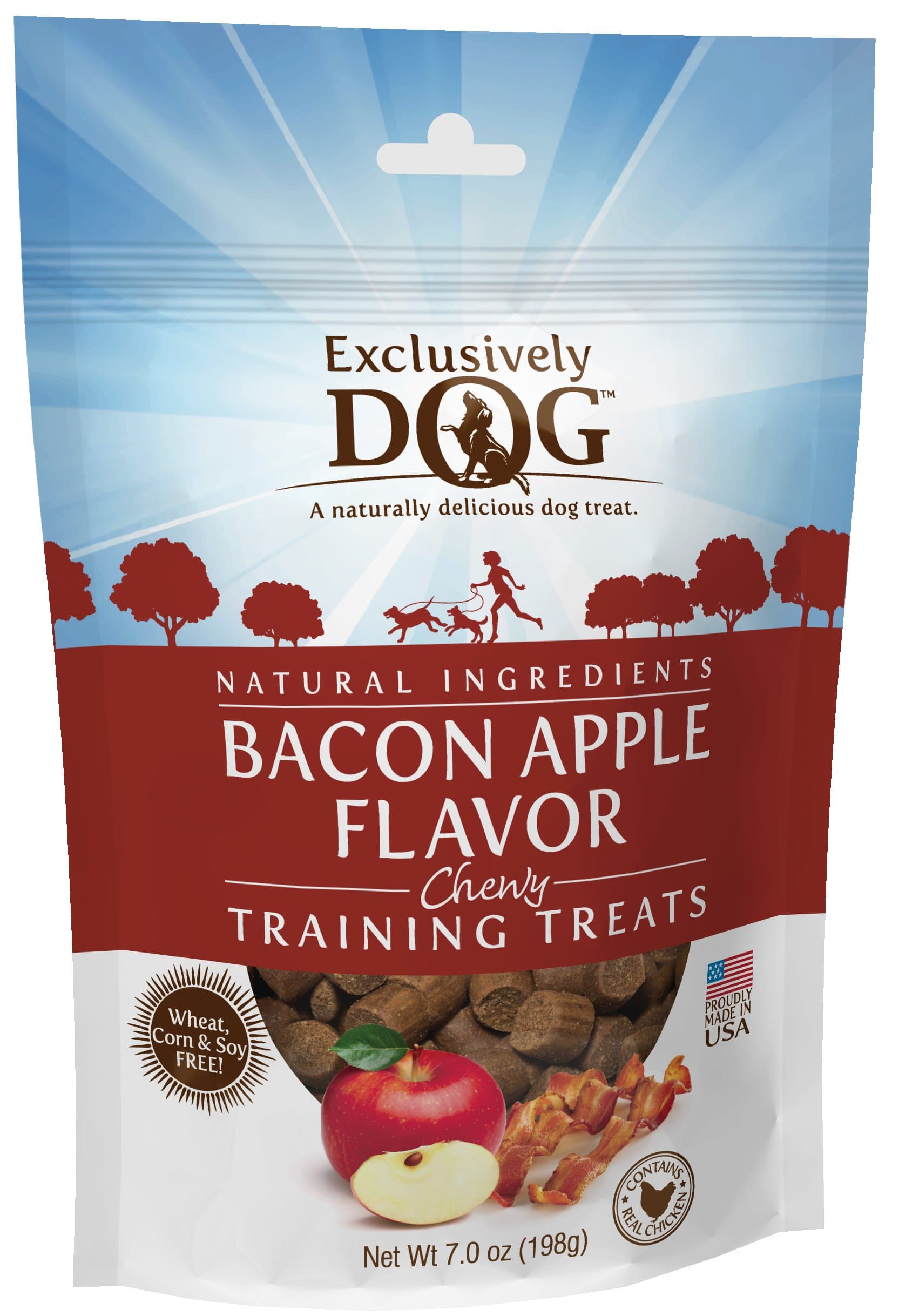 Exclusively DogChewy Training Treats Bacon Apple Flavor Grain Free Gluten Free, Made in The USA, 6 oz.