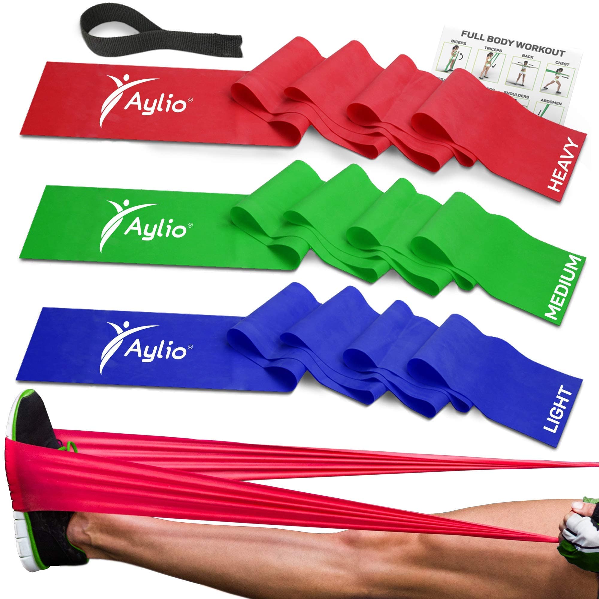 Aylio Resistance Bands and Door Anchor for Exercise, Fitness, Physical Therapy, Pilates Workout, Stretching | 6 Feet Long