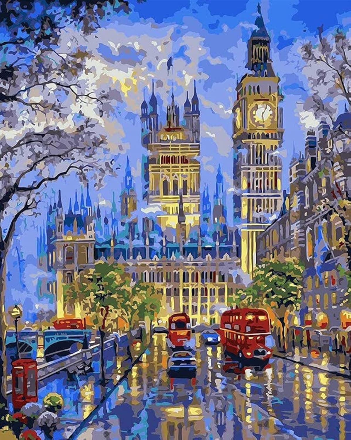 TULIP N TURTLE Big Ben Diy Acrylic Paint By Number Kit For Adults Beginner Canvas Painting By Number Acrylic Painting. Wall Decoration Diy Painting Kit For Adults,,Multicolor