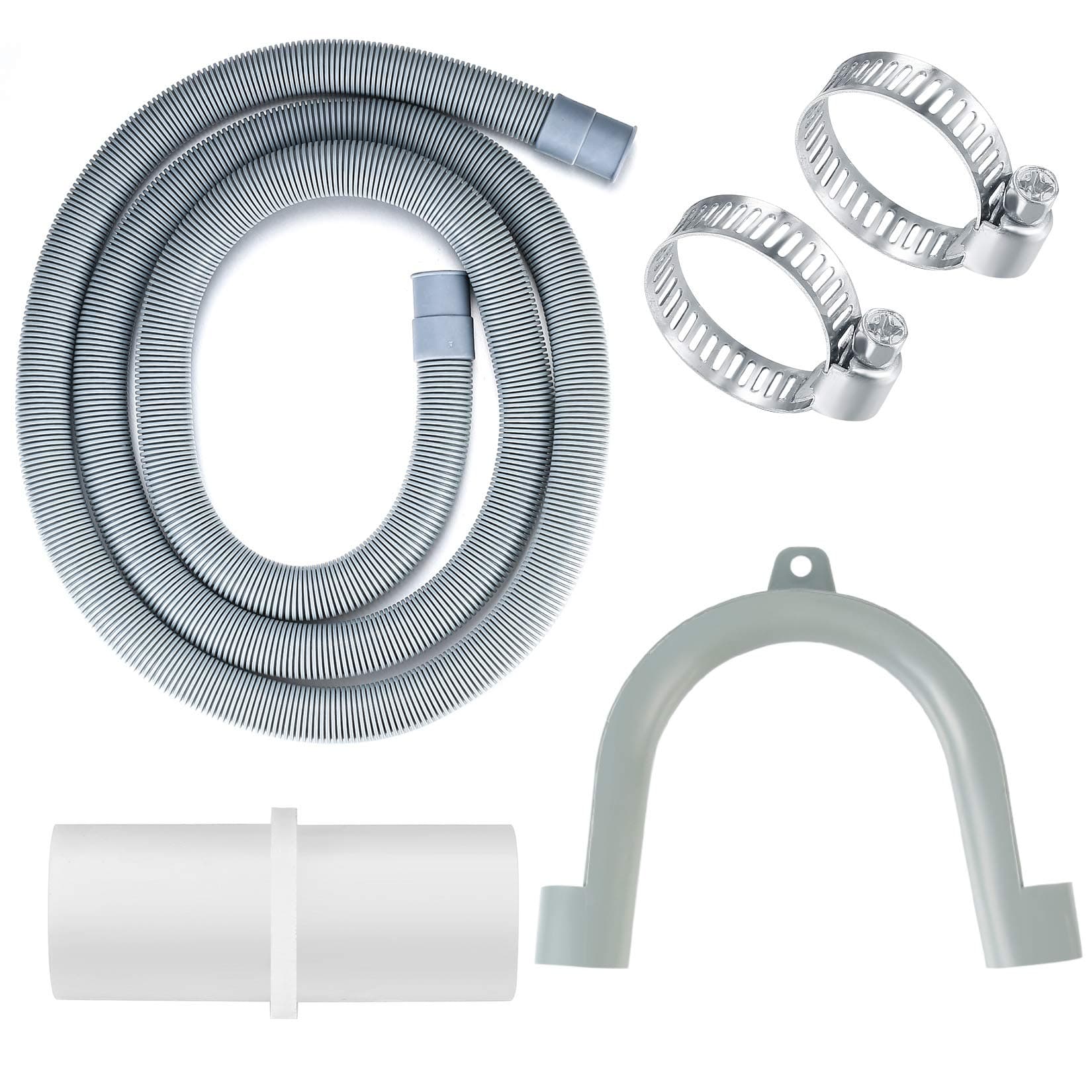 Drain Hose Extension Pipe Kit, 2m/6.6ft Dishwasher Drain Hose Waste Pipe Extension Kit, Washing Machine Drain Hoses Extension for Washing Machine Washer Dryer Dishwasher with Clips & U Shape Bracket