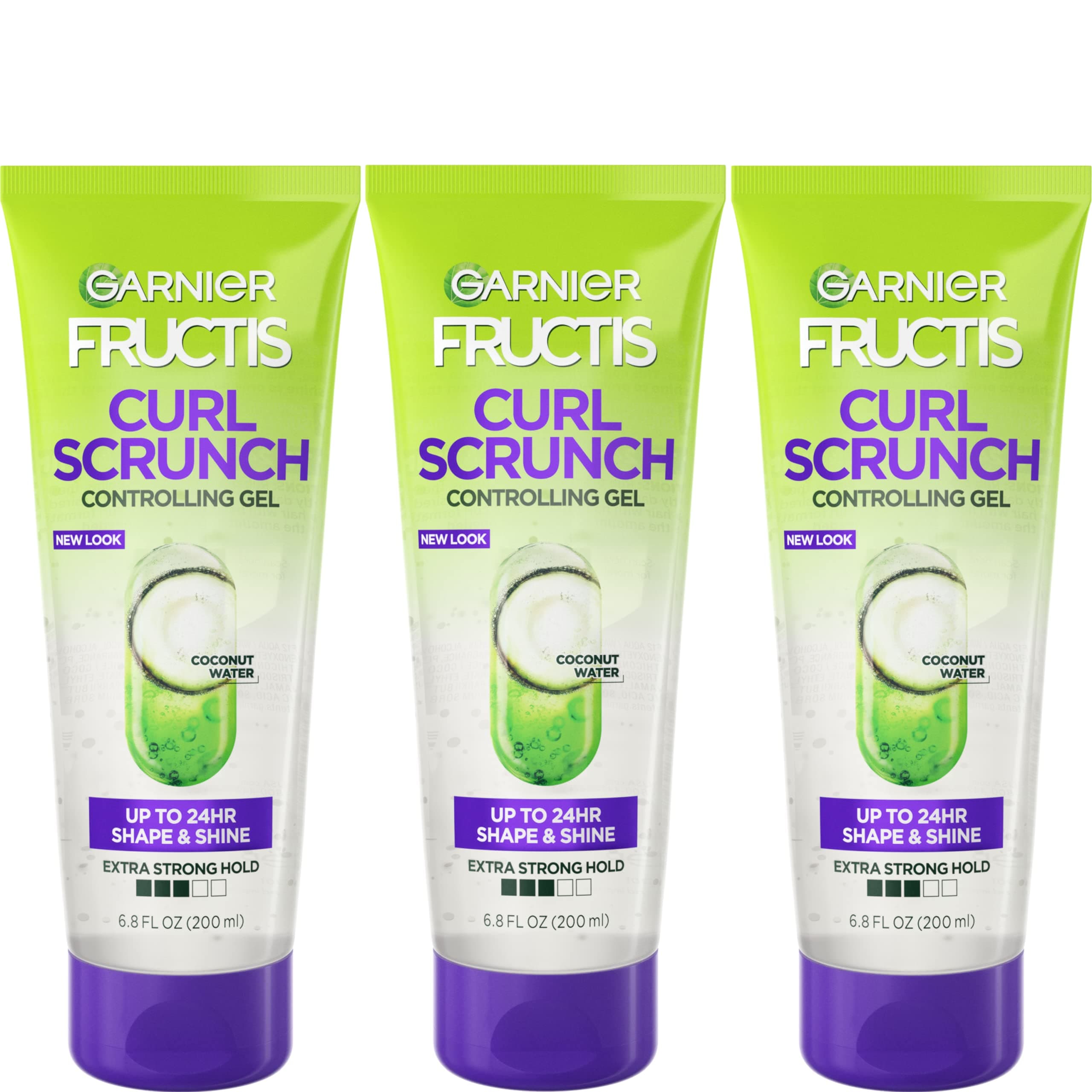 Fructis Style Curl Scrunch Controlling Gel for Shape & Shine, 6.8 Fl Oz, 3 Count (Packaging May Vary)