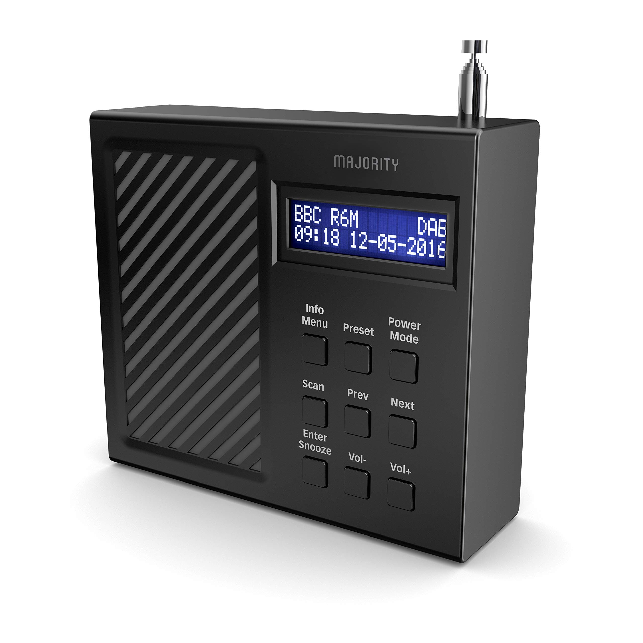 Majority Arbury II DAB/DAB+ Digital and FM Portable Radio - Rechargeable 10 Hours Long Life Battery - Dual Alarm Clock - USB Powered (Black)