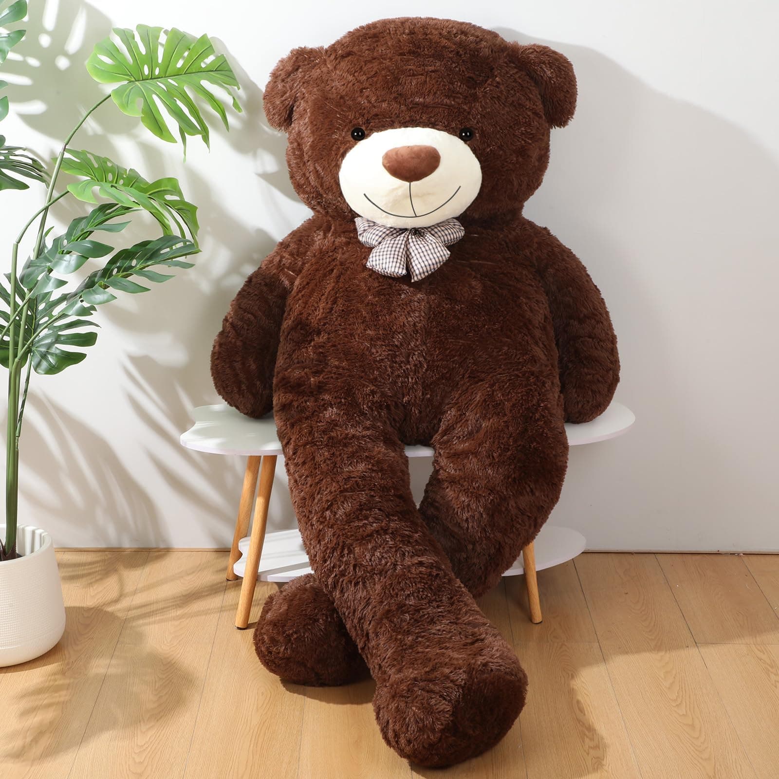 Jerify 78.8" Tall (6.56 Feet) Giant Plush Bear Light Soft Stuffed Bear with Ribbon Bow Cuddly Animal for Valentine Adults Birthday Mother's Day Christmas Holiday Party Favor(Dark Black Brown)