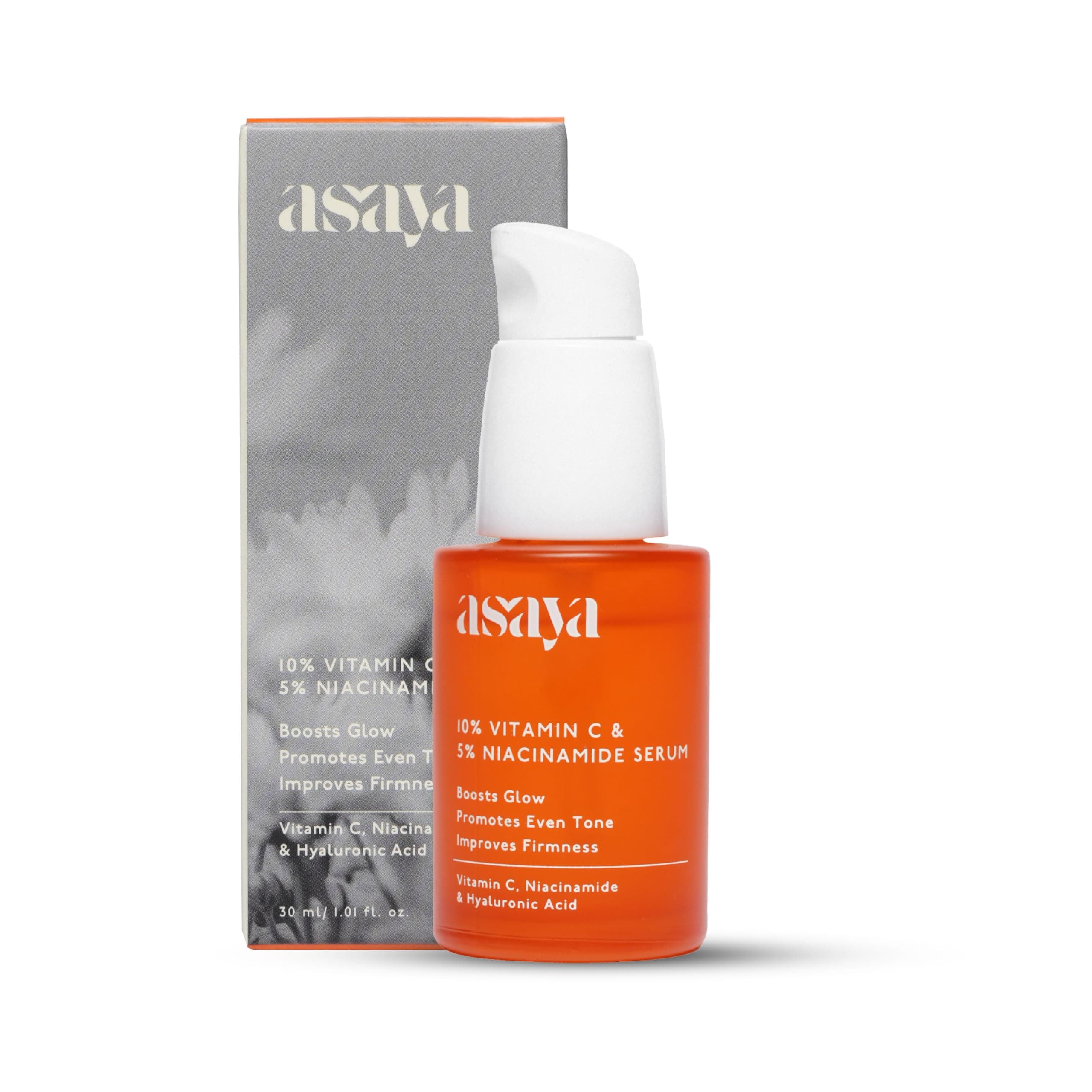 Asaya 10% Vitamin C Face Serum for Brightening & Glowing Skin | With 5% Niacinamide & Hyaluronic Acid | Dark Spot Correcting & Barrier Support | For Skin Radiance | Non Irritating & Non Sticky | Brightening Serum for Dull Skin | Reduces Dark Spots | Treats Pigmentation | Beginner Friendly | For Men & Women | Oily, Dry & Sensitive Skin | 30 ml