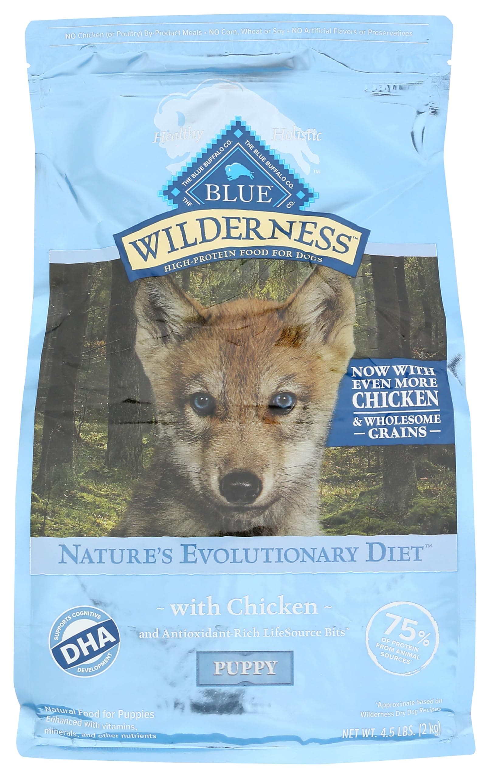 Wilderness High-Protein Natural Dry Food for Puppies, Chicken Recipe, 4.5-lb. Bag