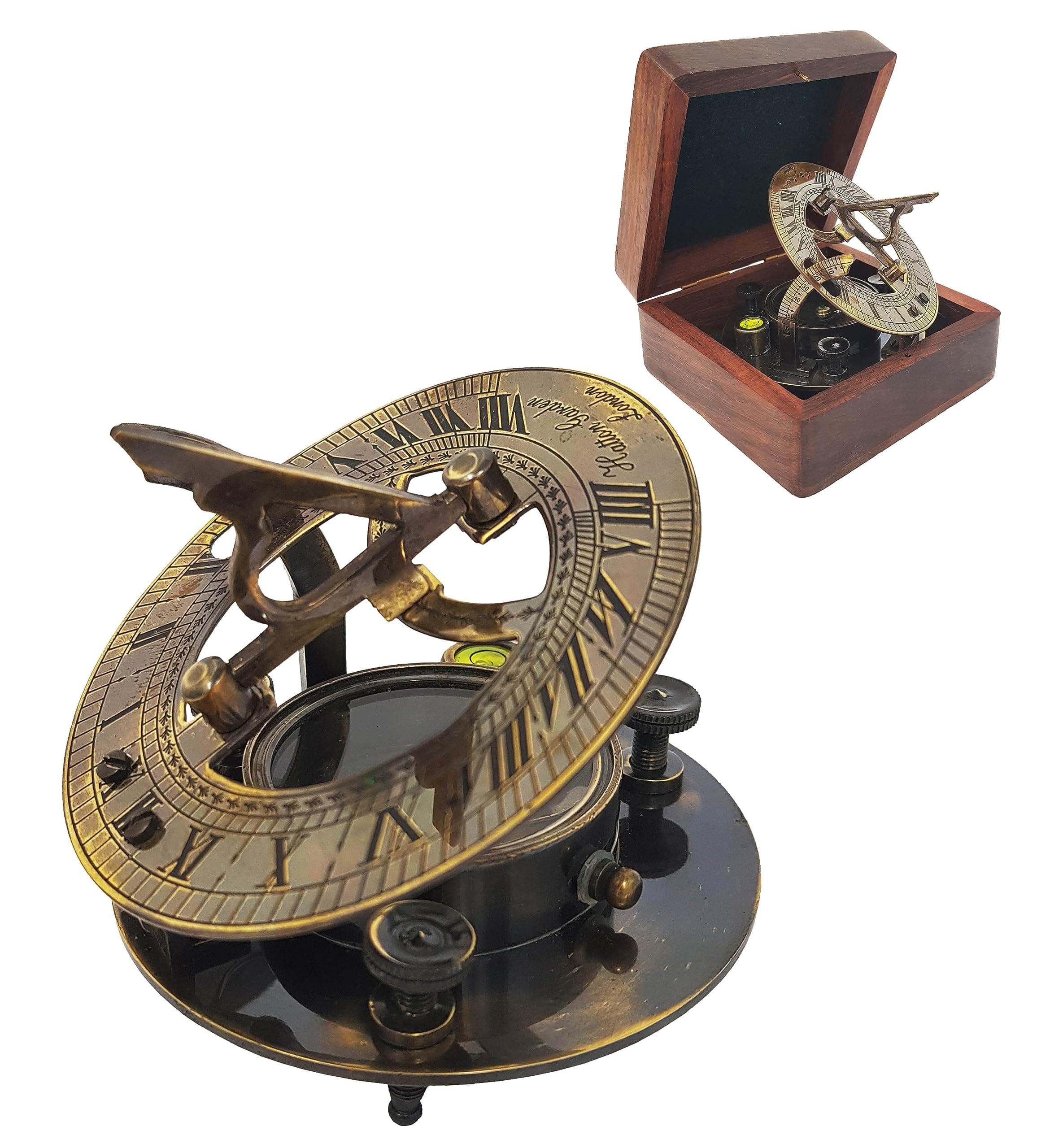 Handmade Brass Sundial Compass - Pocket Sundial -Brass Antiques West London. Beautiful Gift Item
