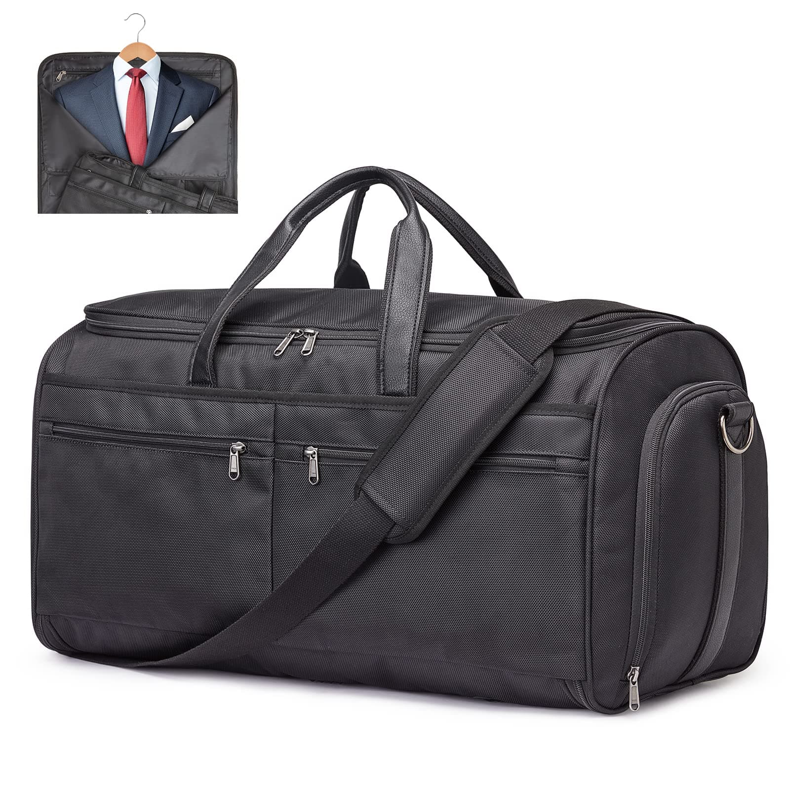 S-ZONE 50L Convertible Travel Garment Bag Carry on Garment Duffel Bag for Men Women 2 in 1 Hanging Suitcase Suit Business Travel Bag, Black
