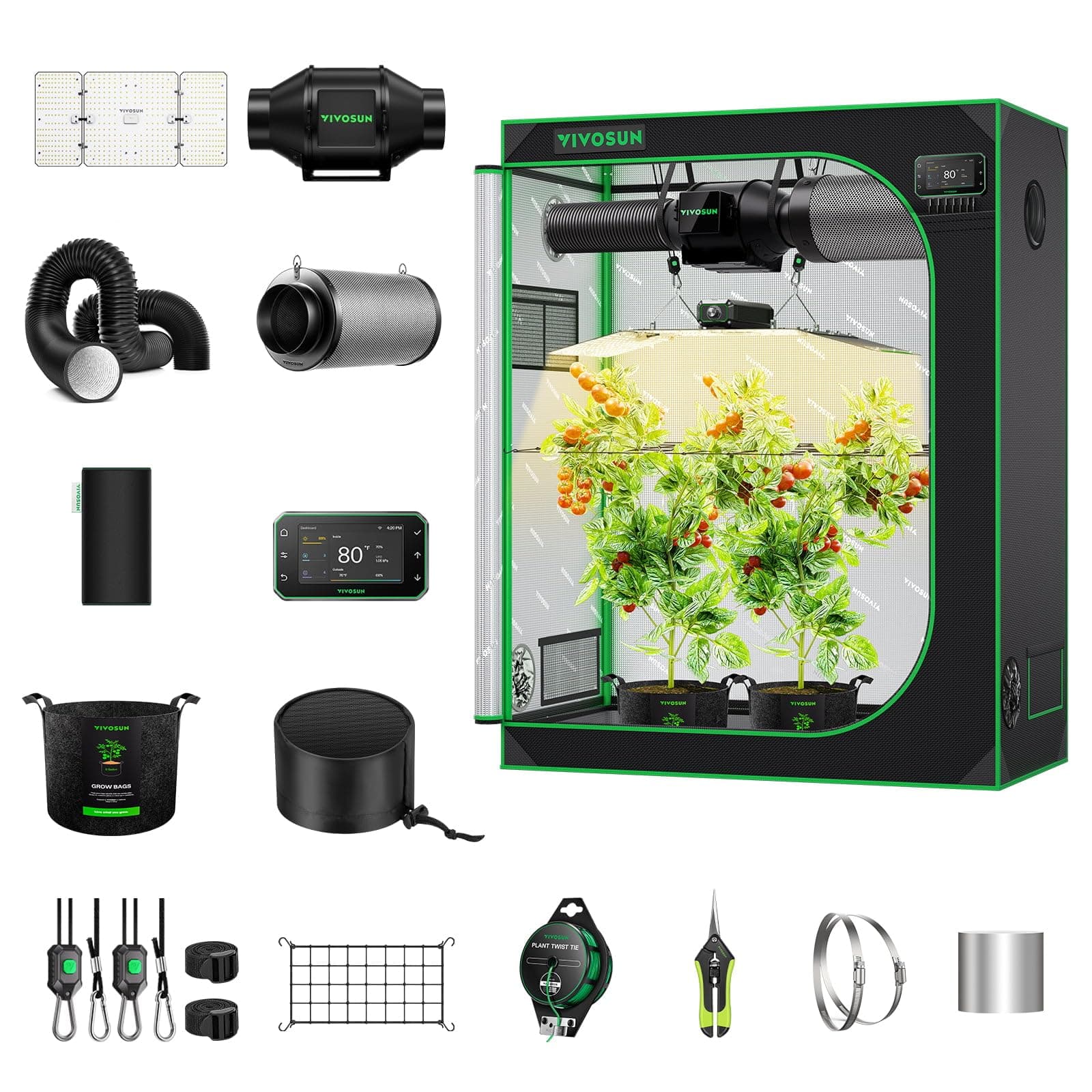VIVOSUN Smart Grow Tent Kit, 4 × 2ft 2-Plant System, WiFi-Integrated Automatic Grow System with Full Spectrum LED Grow Light, Efficient Ventilation System with GrowHub E42A+ Controller