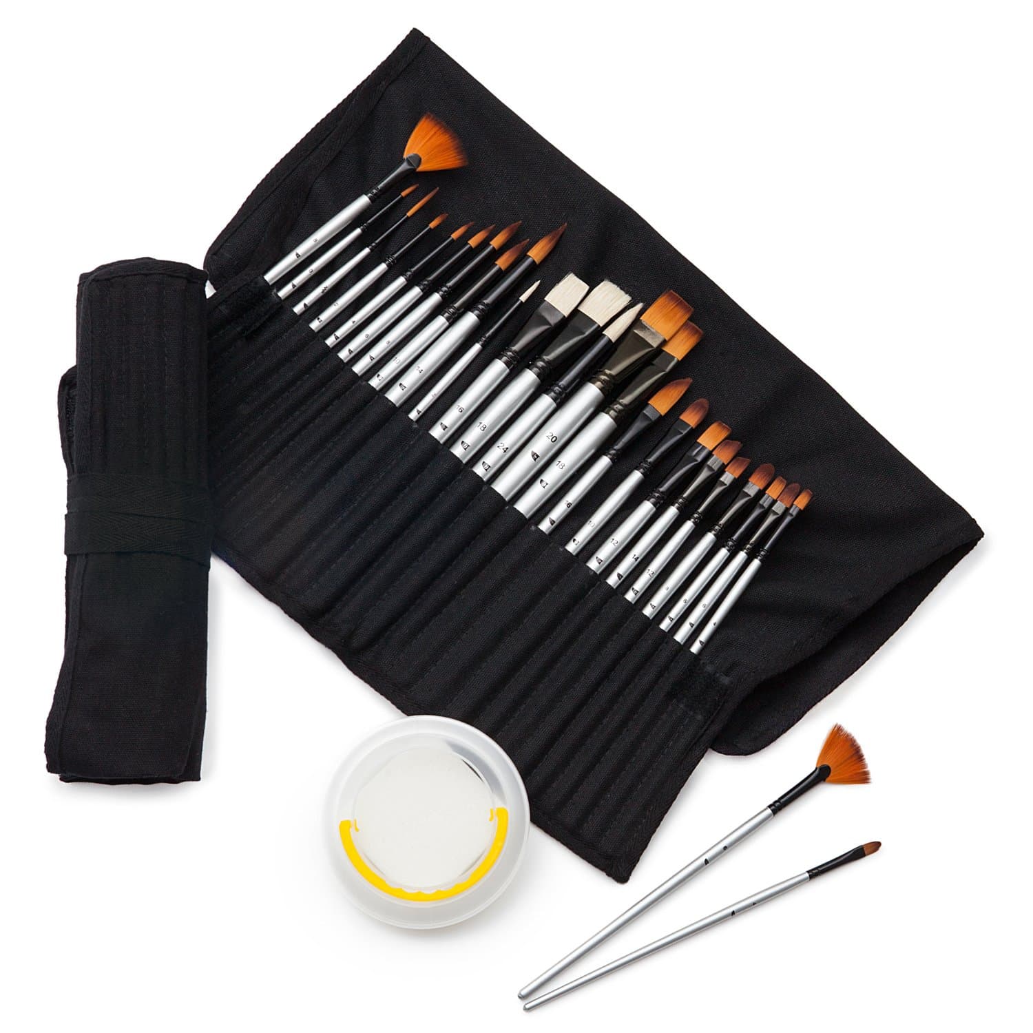 Art Owl Studio 26 Artists Paint Brushes for Oil, Acrylic, Watercolor, Gouache & Tempera with Brush Washer