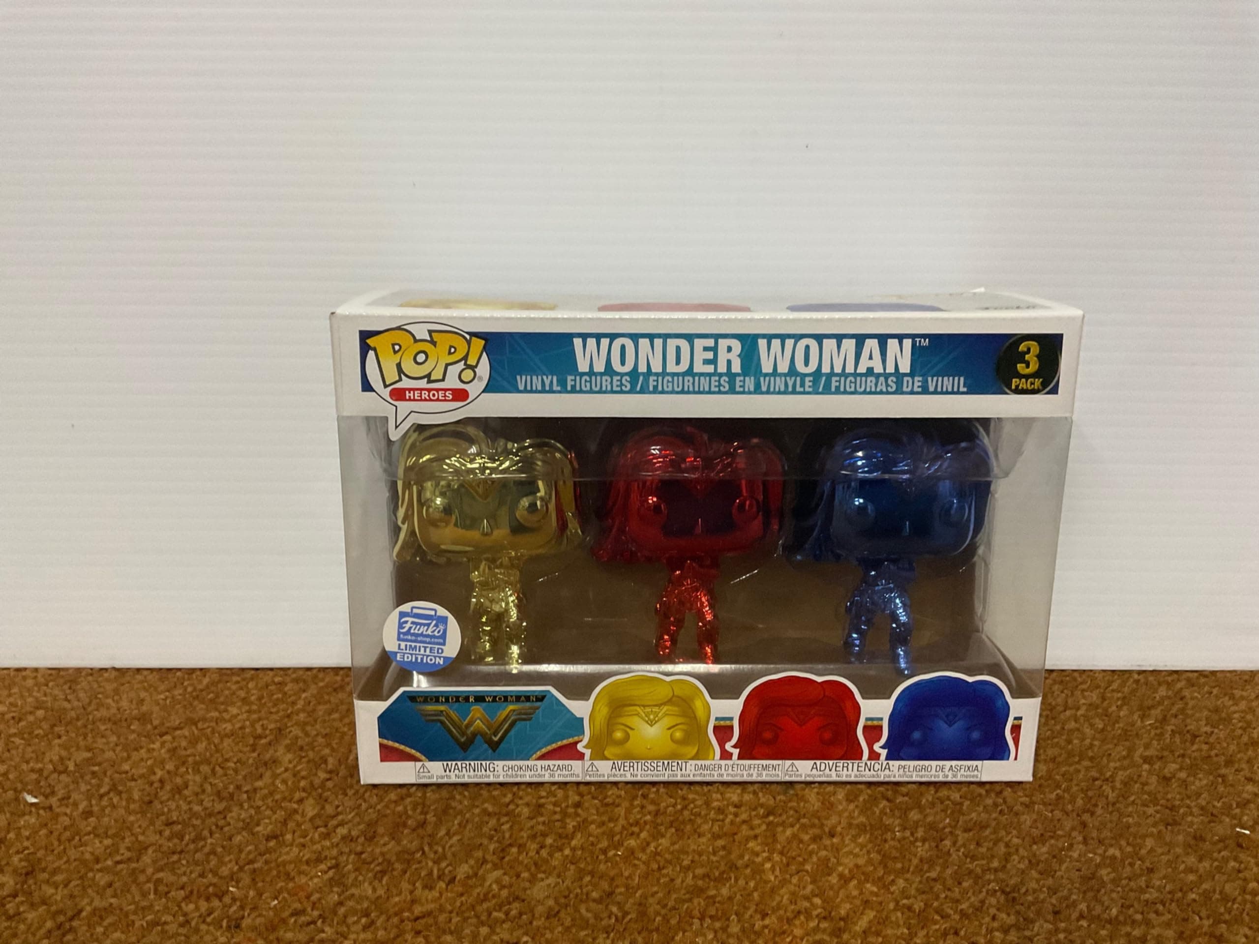 Funko Pop Wonder Woman (Gauntlets) (Chrome 3-Pack) Heroes Exclusive