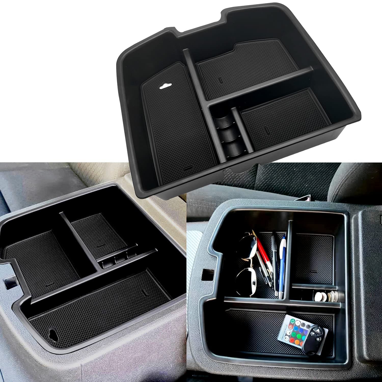 fit for Center Console Organizer Tray 2007-2014 GMC Sierra Chevy Silverado Tahoe Yukon Suburban - GM Vehicles Accessories Replaces 19166288 (Black)