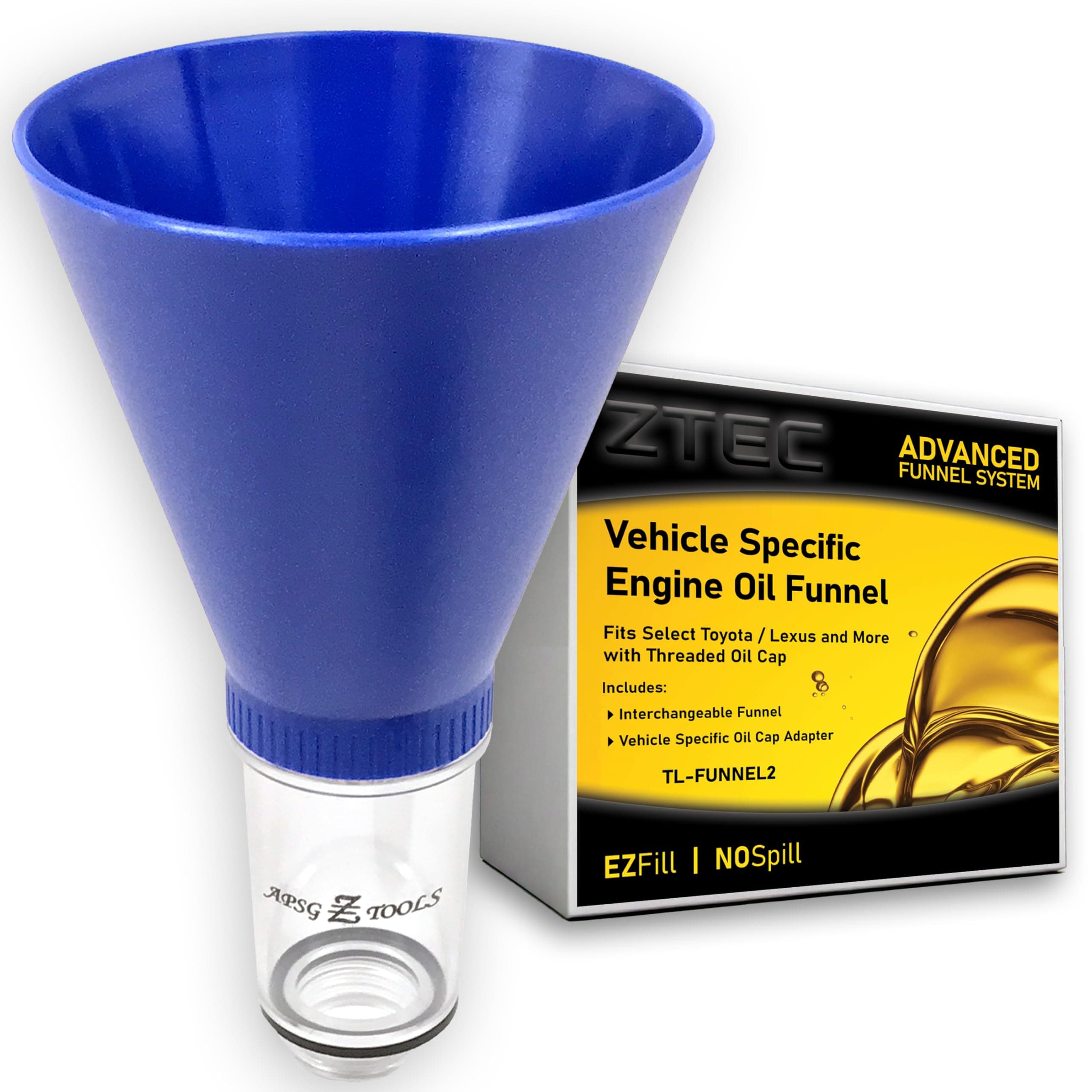 Funnel | for Select Toyota/Lexus/Scion | No-Spill Tool Screws Directly INTO Filler | Fast & Easy Oil Changes/Filter with No Mess