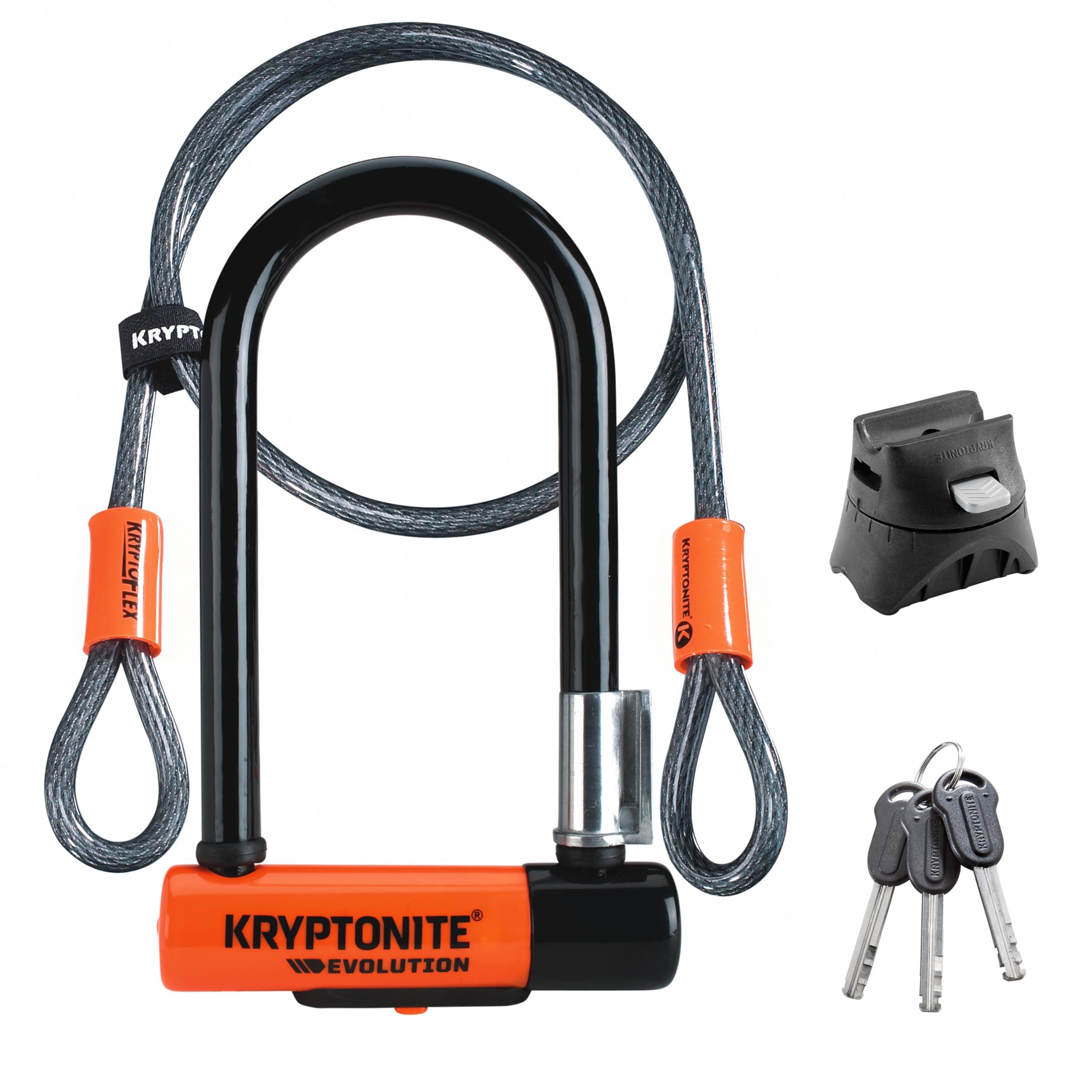 Kryptonite Evolution Mini-7 Bicycle U-Lock w/ 4’ KryptoFlex™ Double Loop Cable